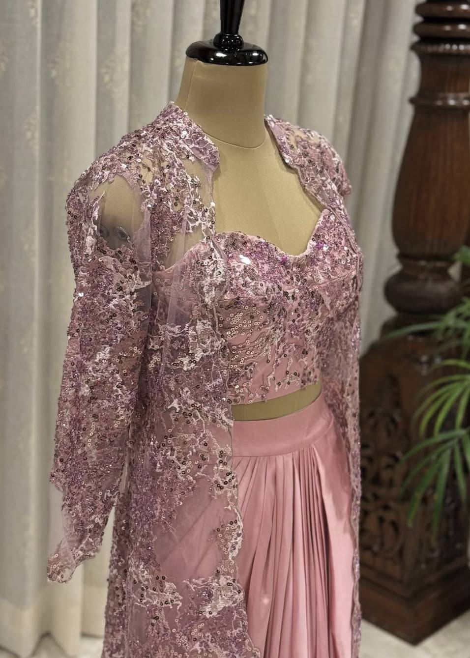 Blush Pink Jacket Skirt Set Image - 2