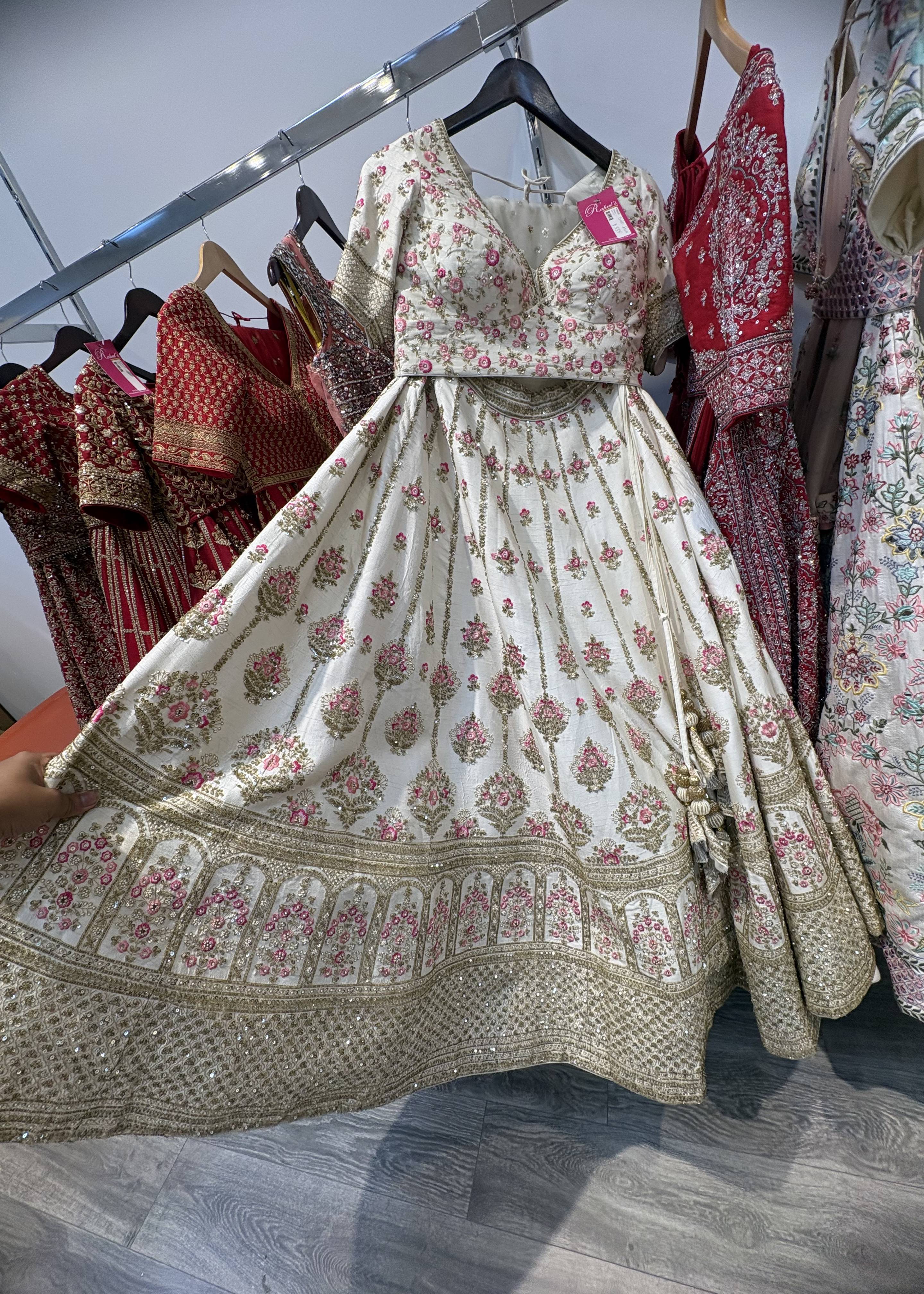 Ivory Floral Bridal Lehenga Image - 1