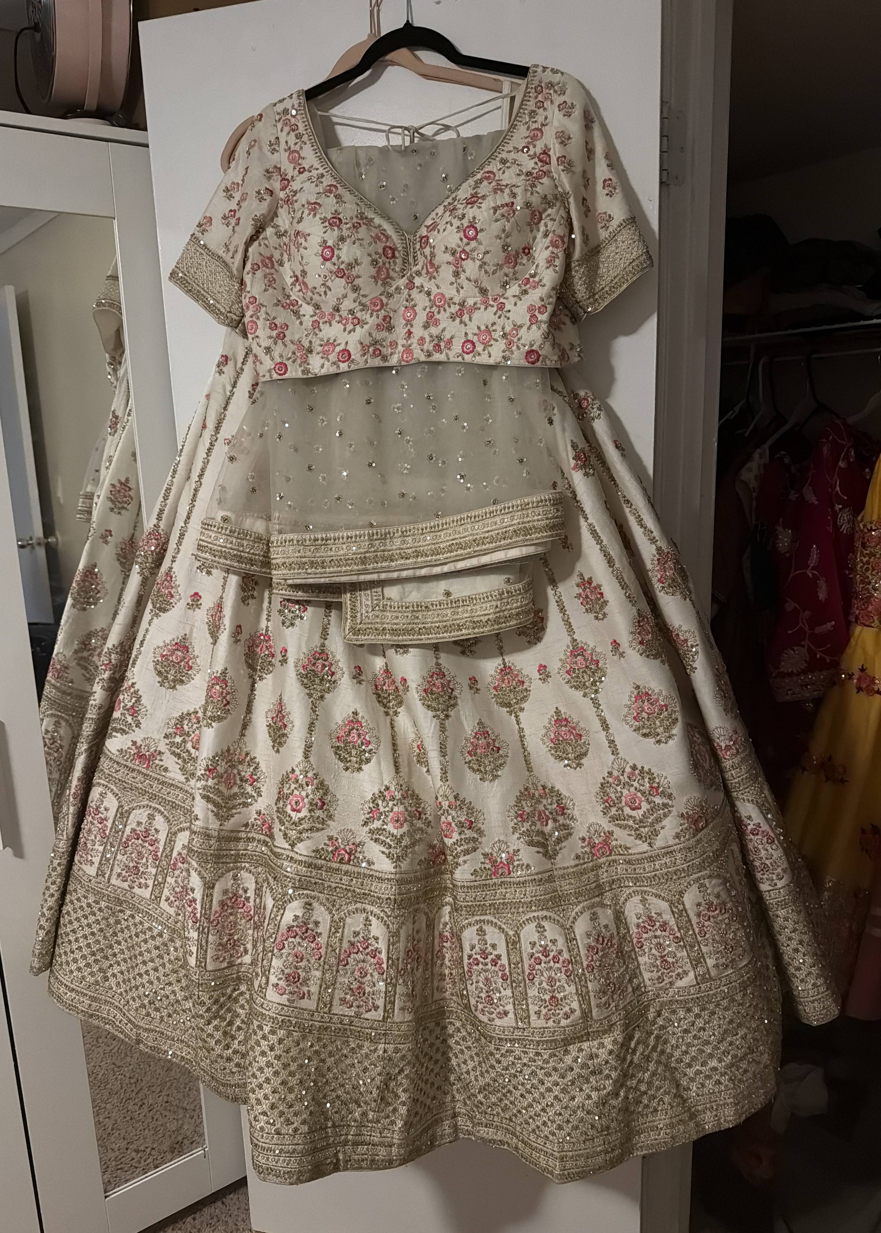 Ivory Floral Bridal Lehenga Image - 2