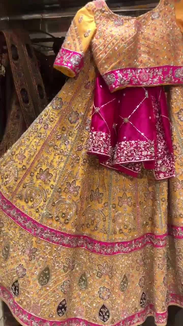 Yellow and Pink Bridal Lehenga Image - 1