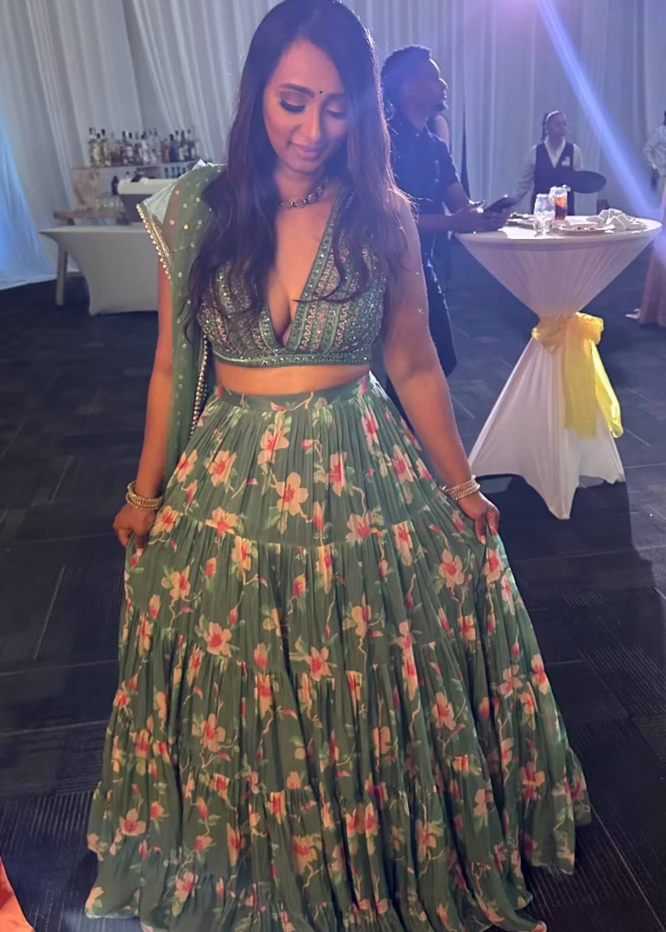 Green Floral Lehenga Image - 0