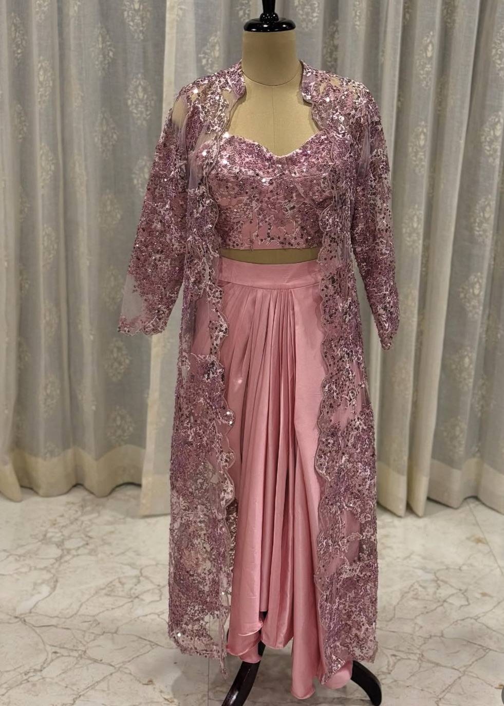 Blush Pink Jacket Skirt Set Image - 1