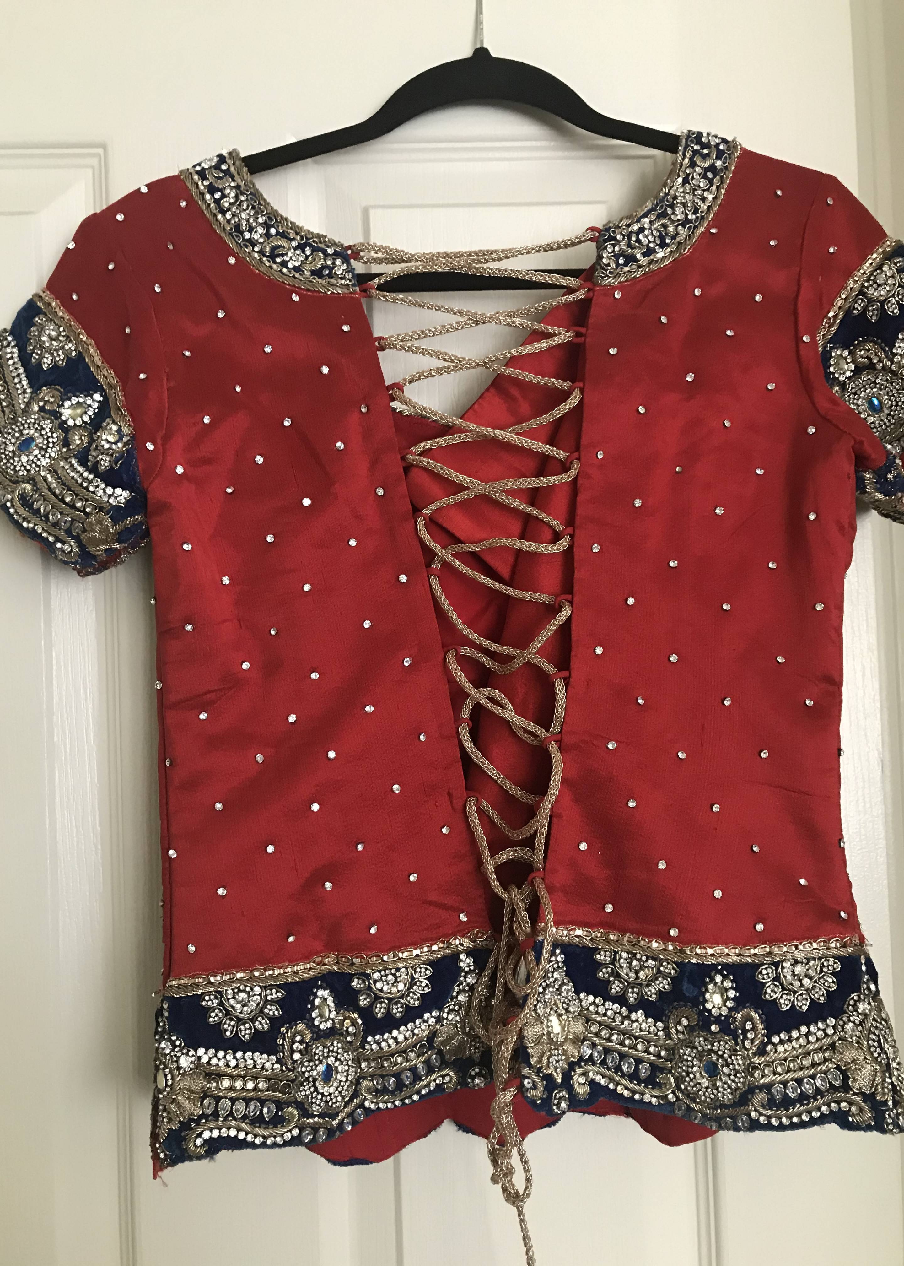 Red Bridal Corset Top Lehenga Image - 1