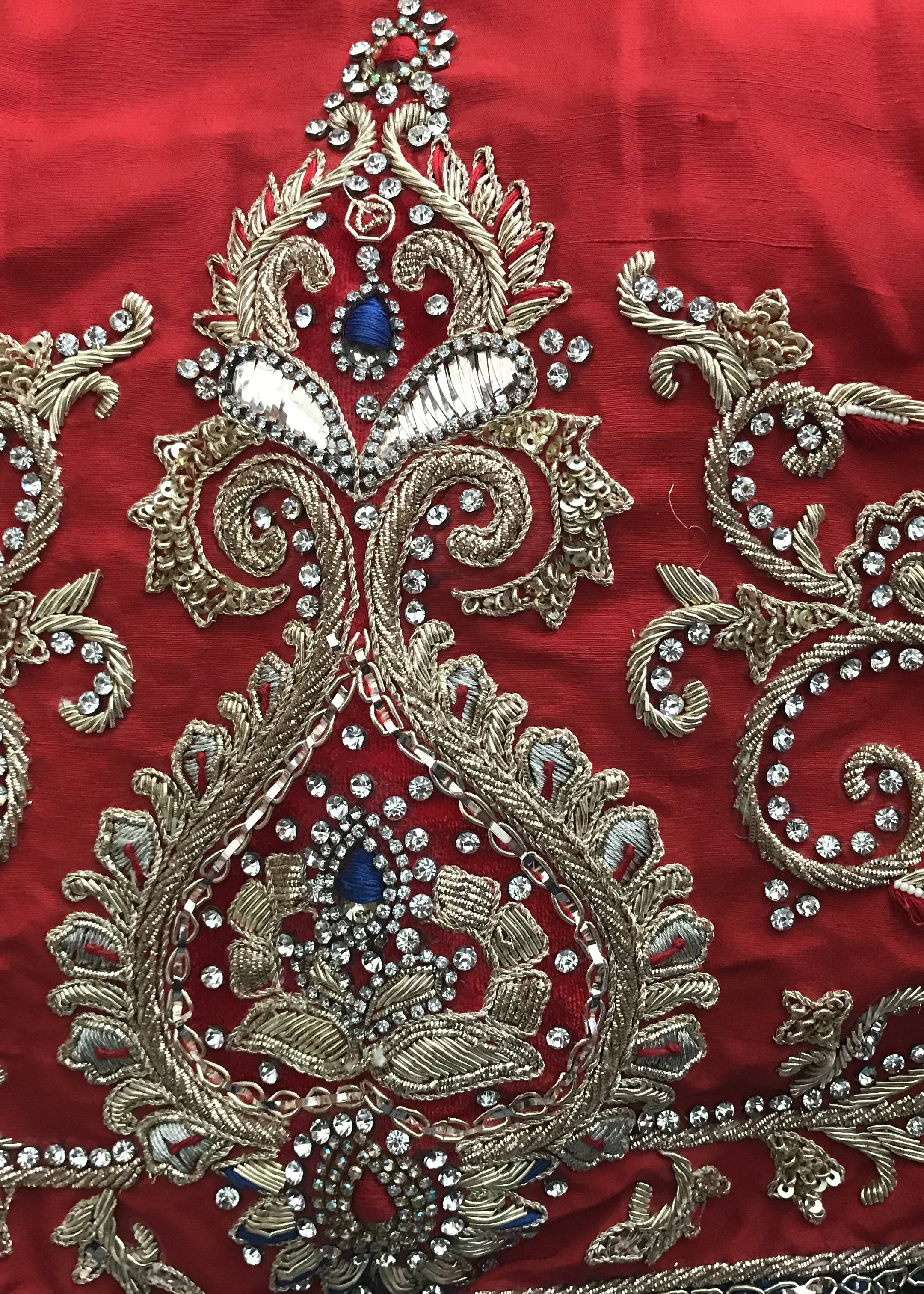 Red Bridal Corset Top Lehenga Image - 5