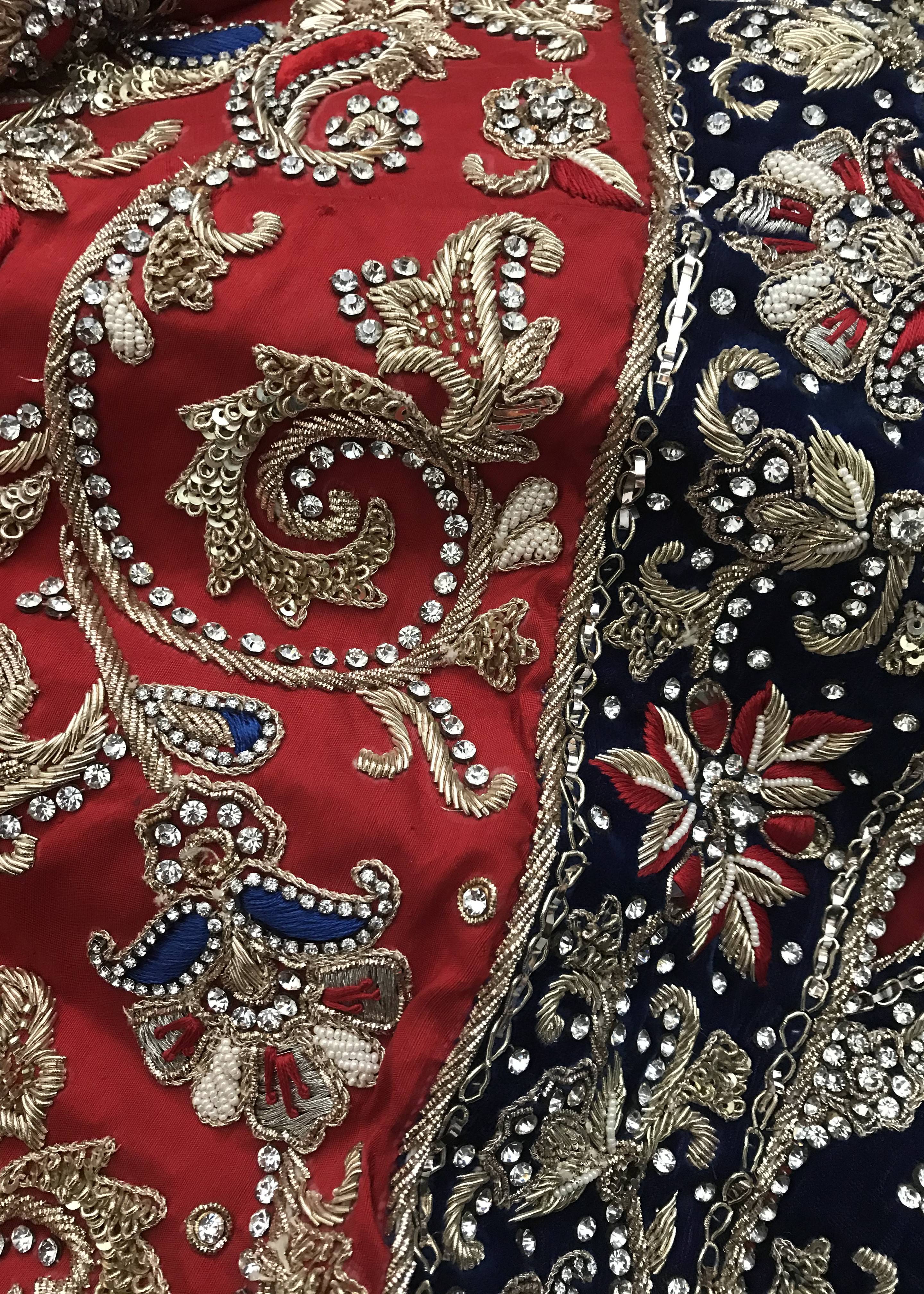Red Bridal Corset Top Lehenga Image - 8