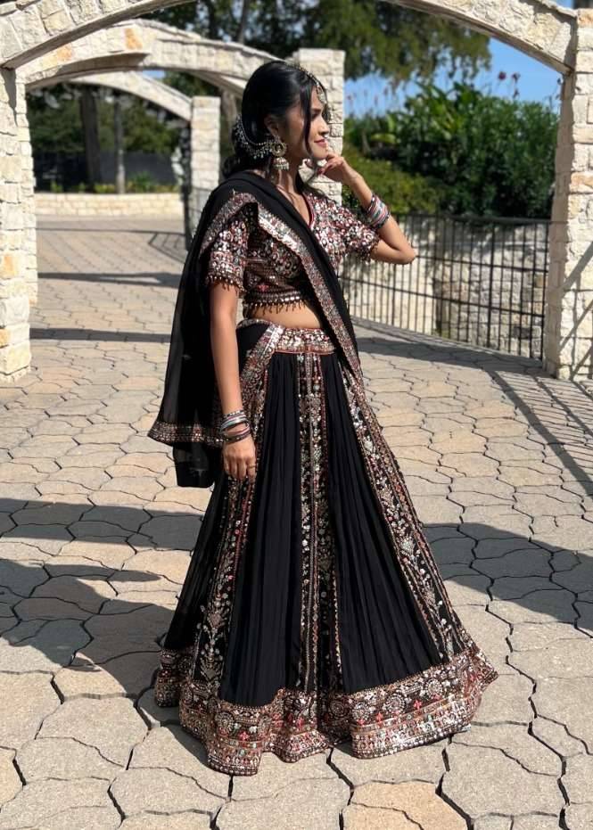 Black Embroidered Lehenga Set Image - 1