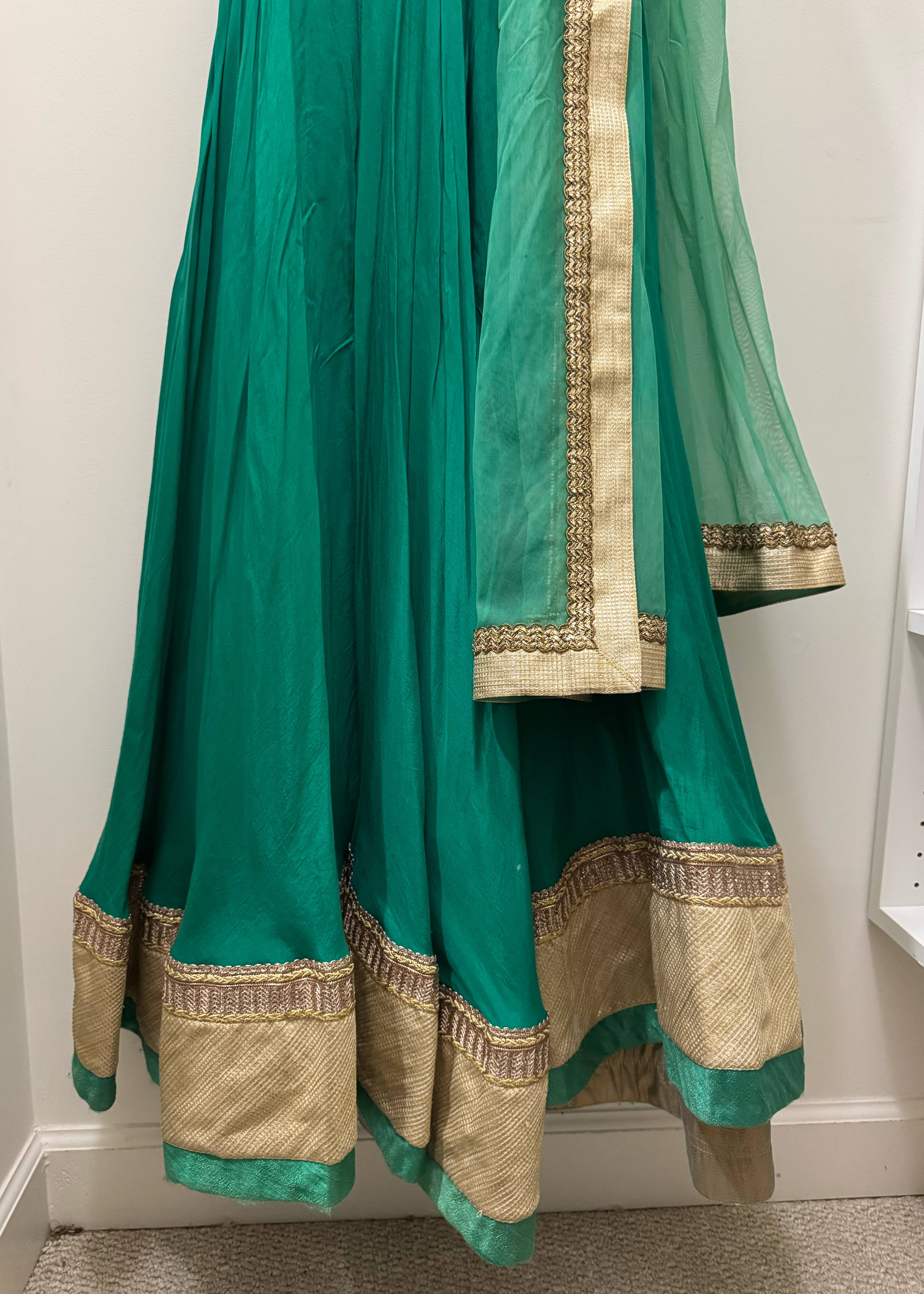 Emerald Green Anarkali Set Image - 4