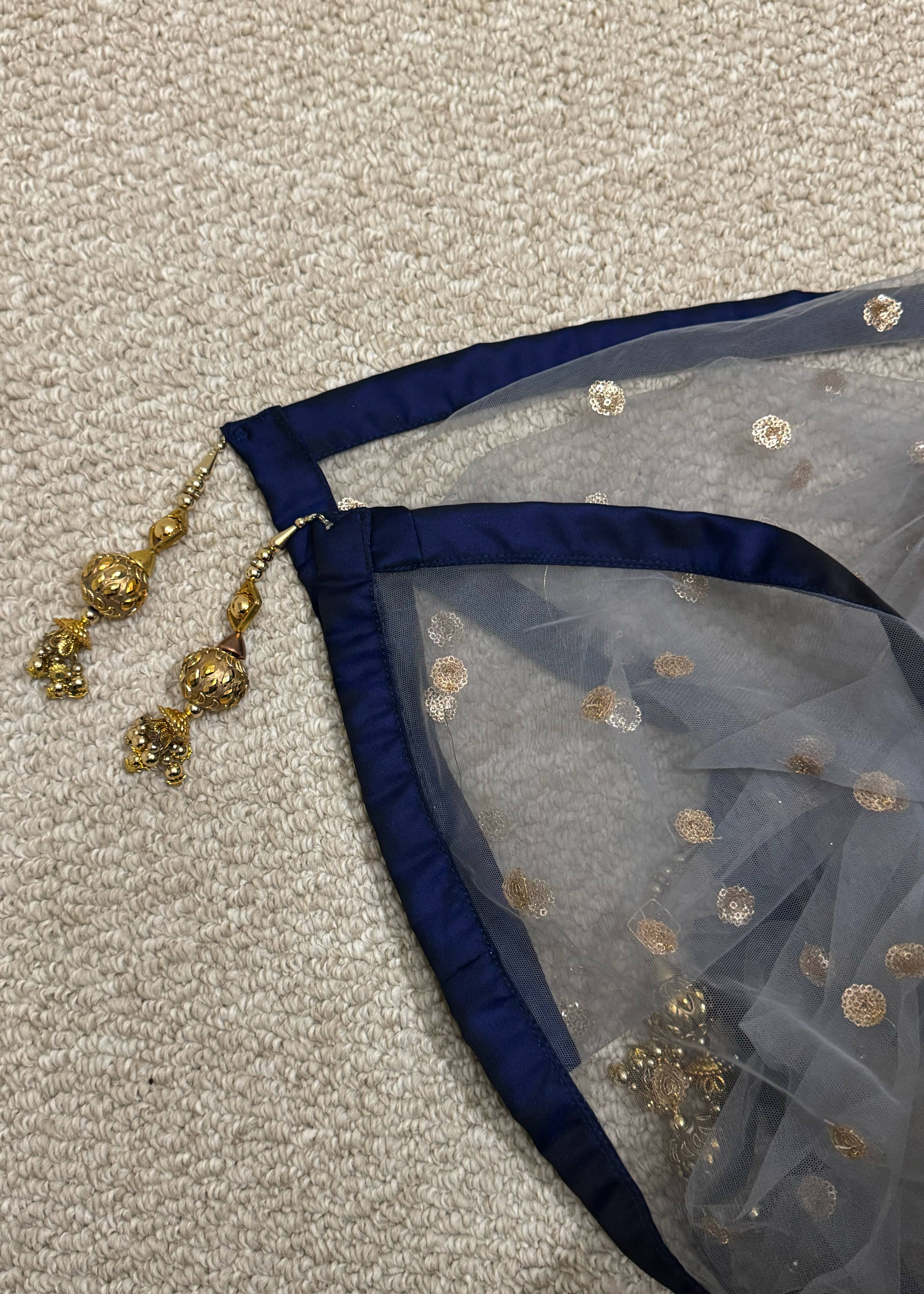 Navy Blue Anarkali Gown Image - 4