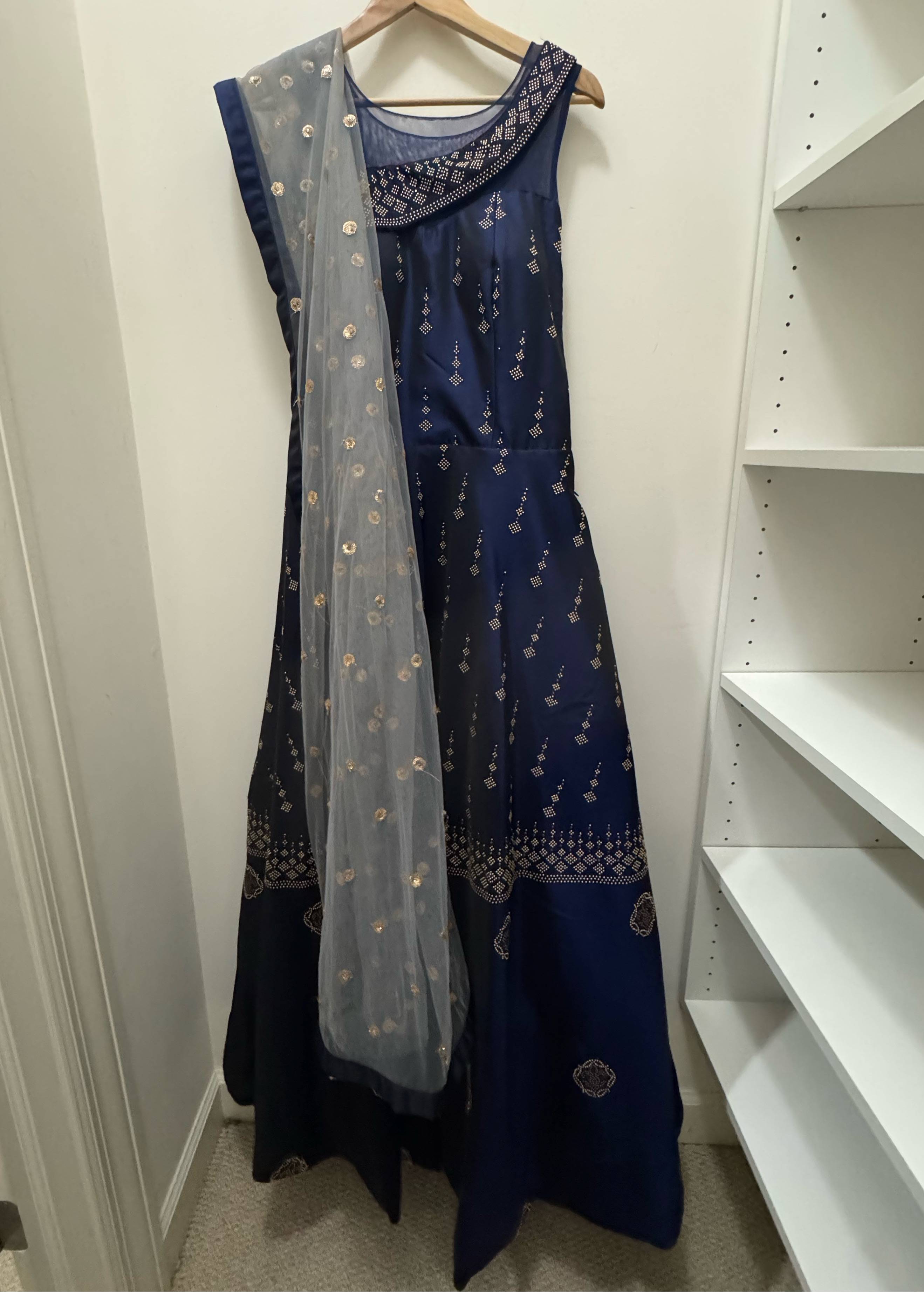 Navy Blue Anarkali Gown Image - 1