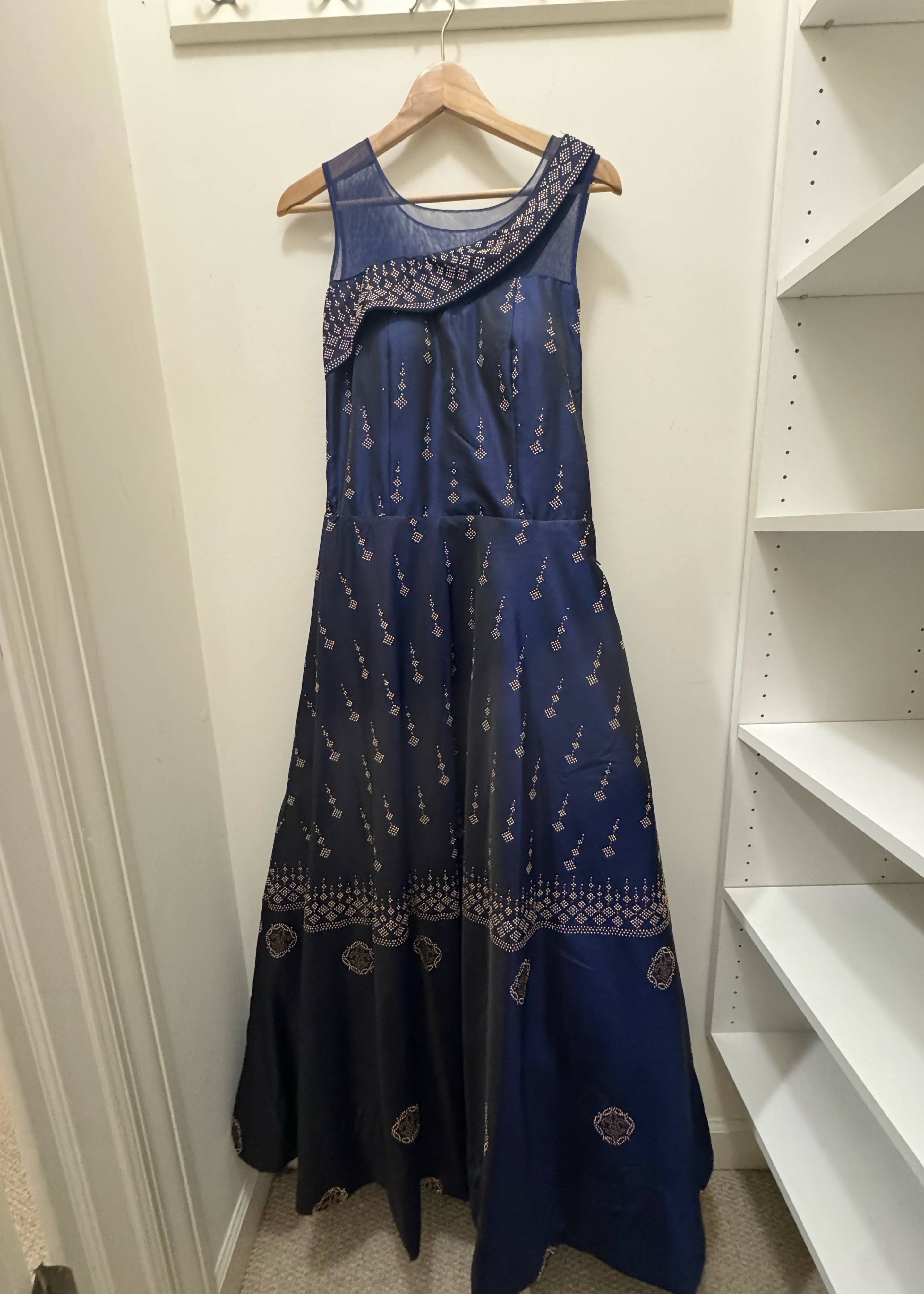 Navy Blue Anarkali Gown Image - 2