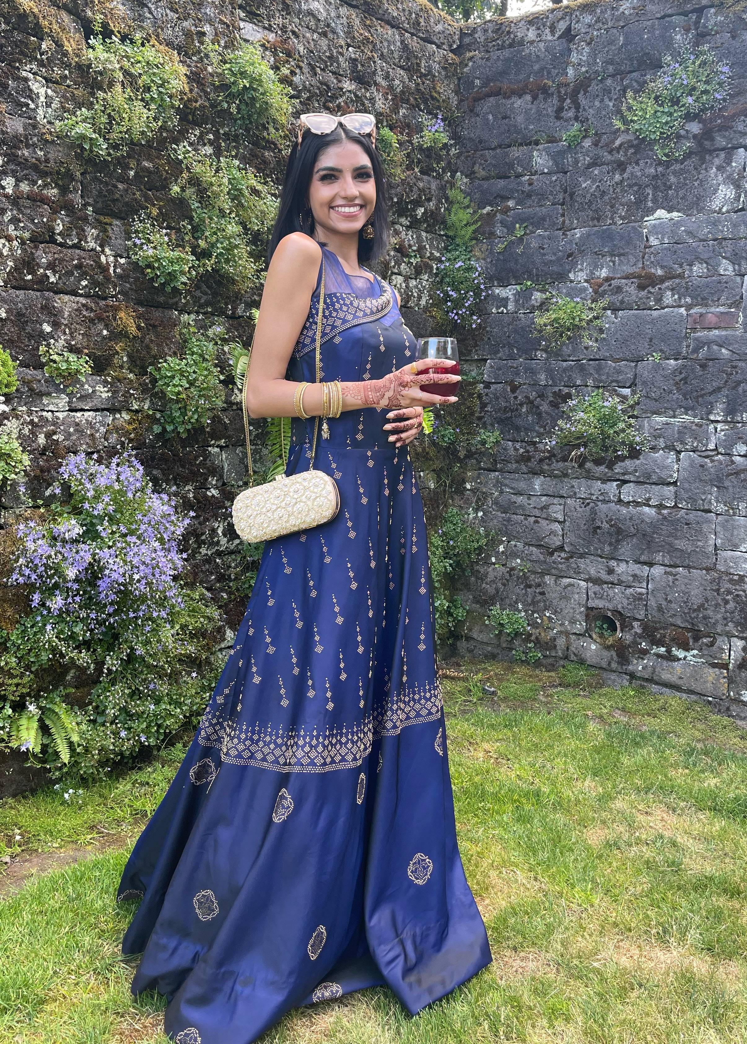 Navy Blue Anarkali Gown Image - 0