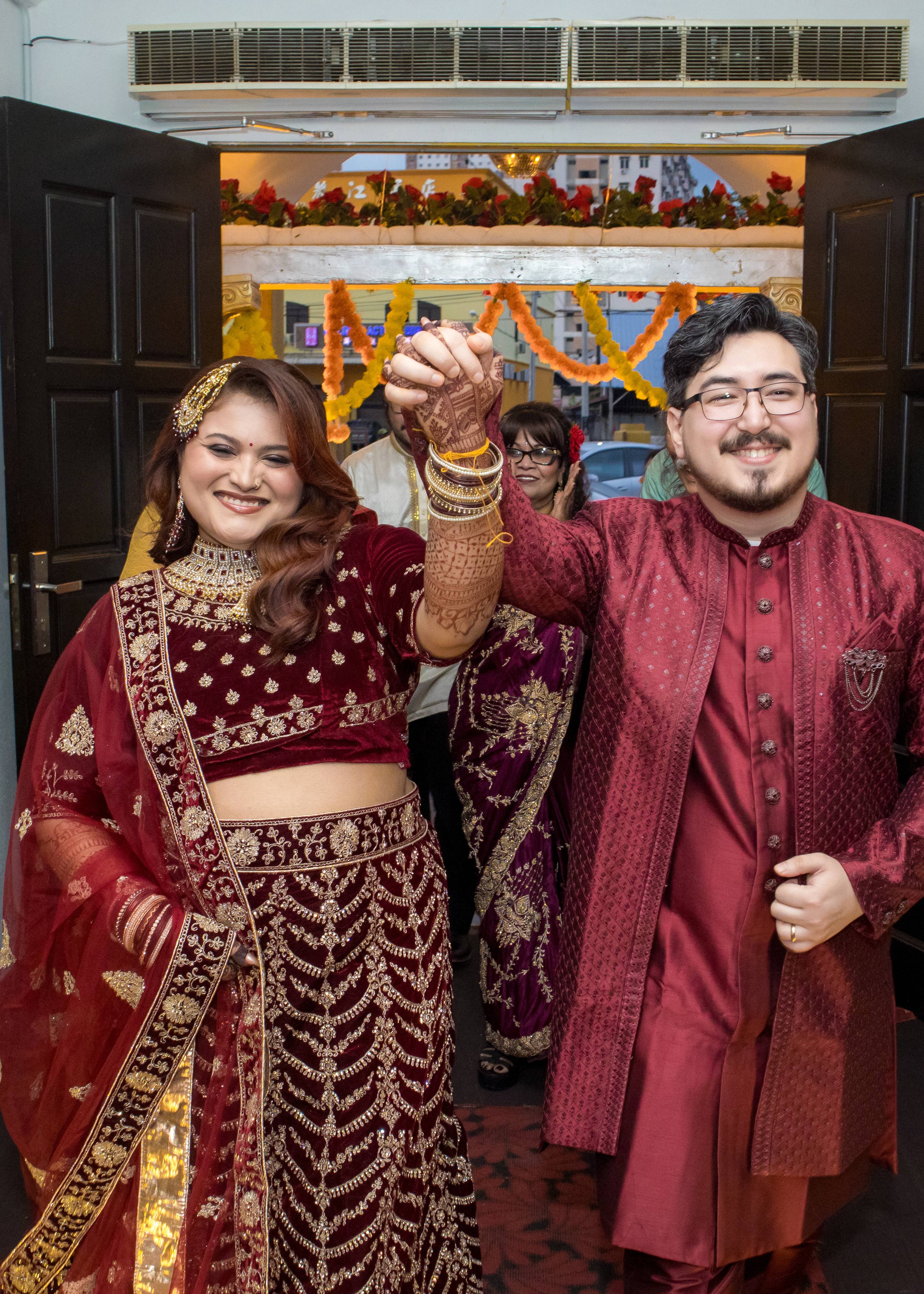 Maroon Velvet Bridal Lehenga Image - 6