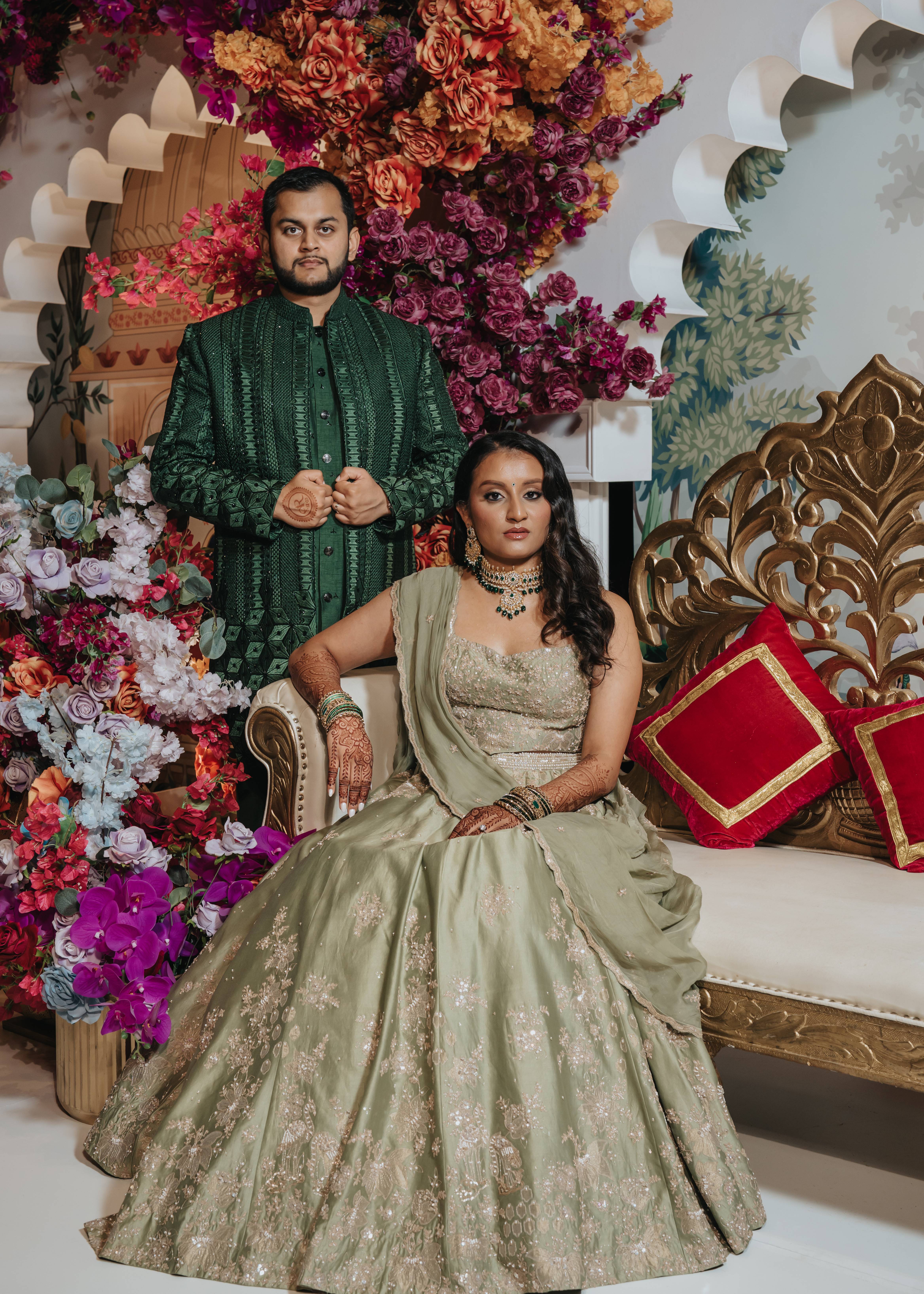 Sona Patti Jade Bow Lehenga Set Image - 2