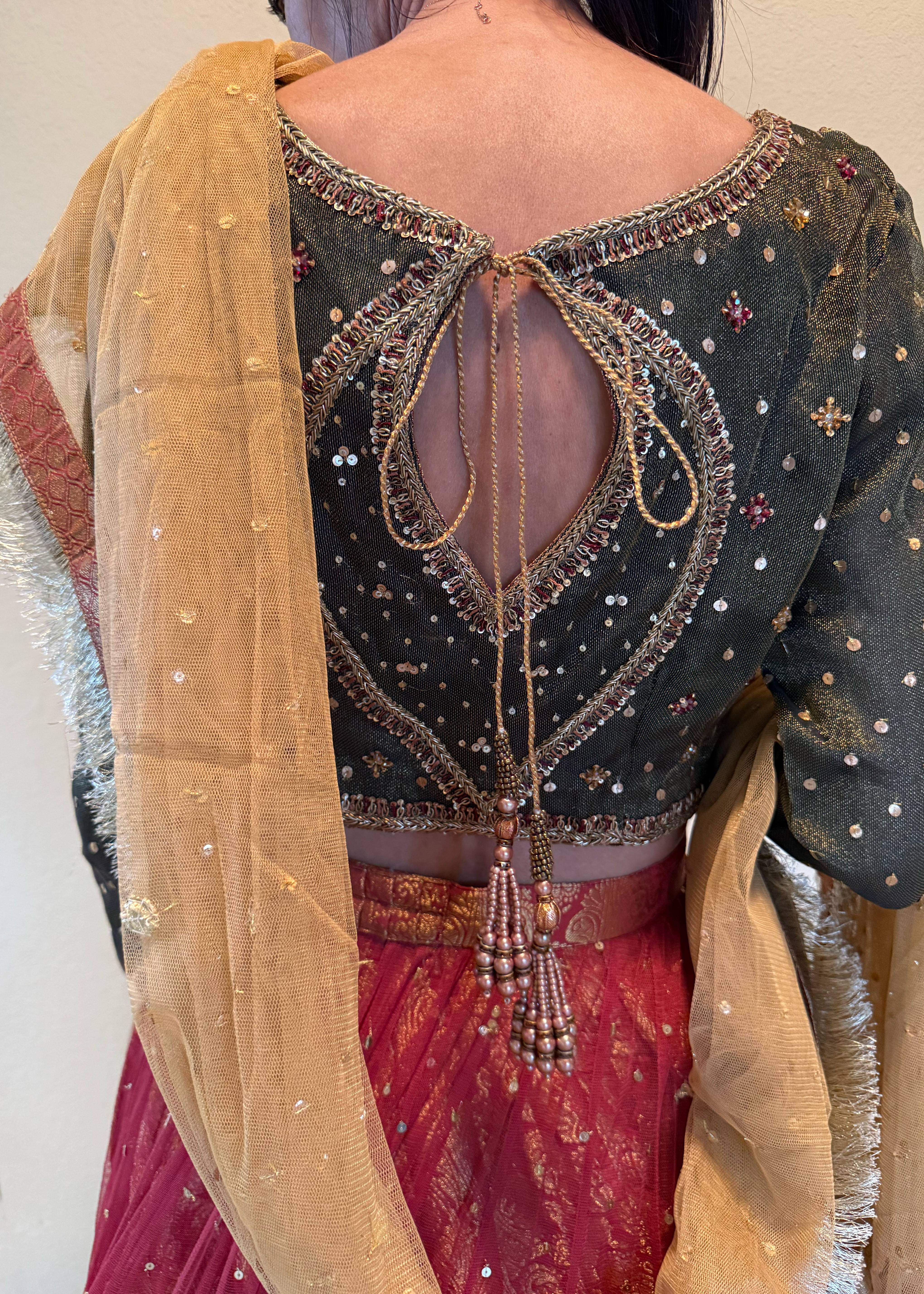 Orange Red Bridal Lehenga Image - 5