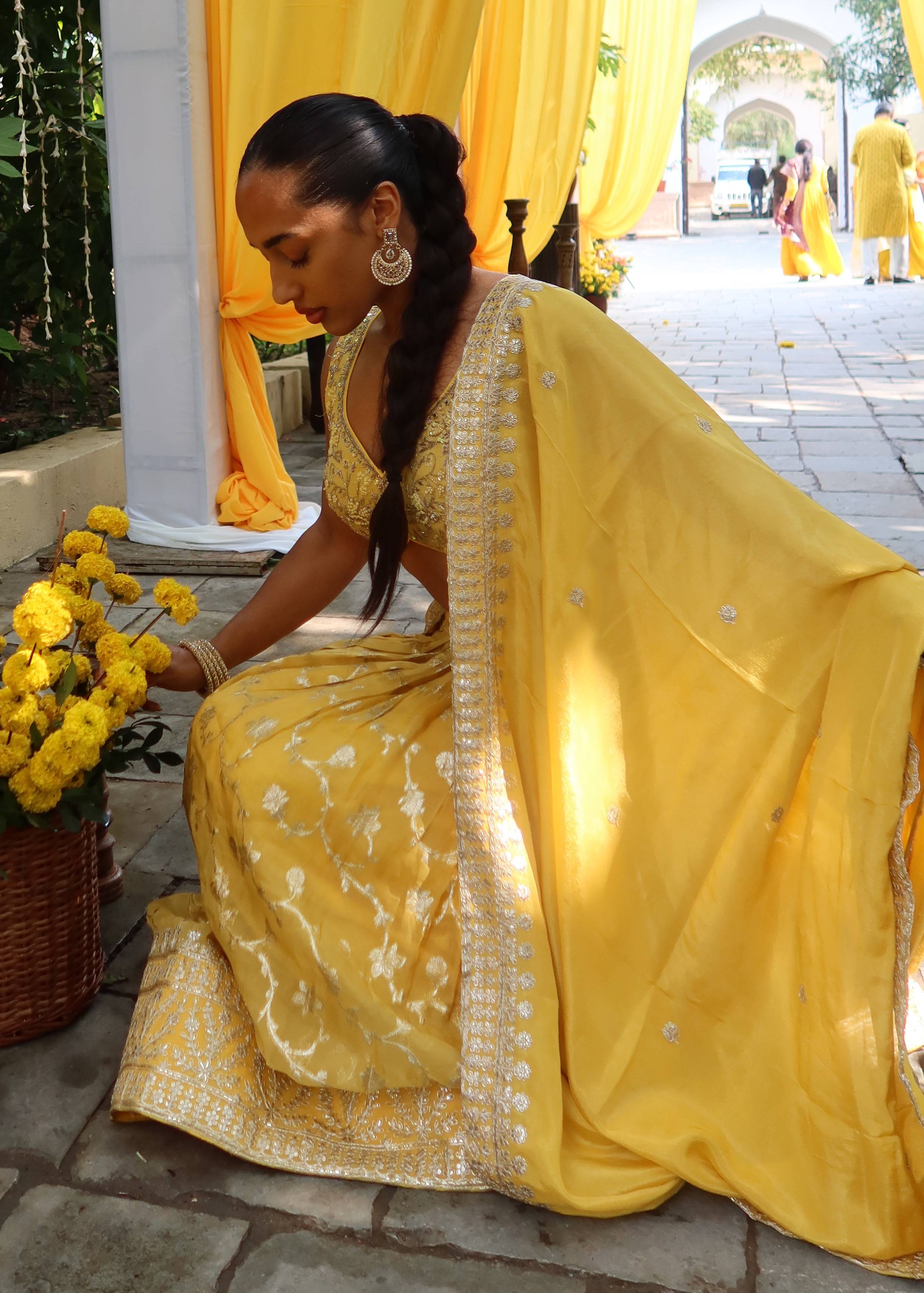 Haldi Guest Embroidered Lehenga Image - 2