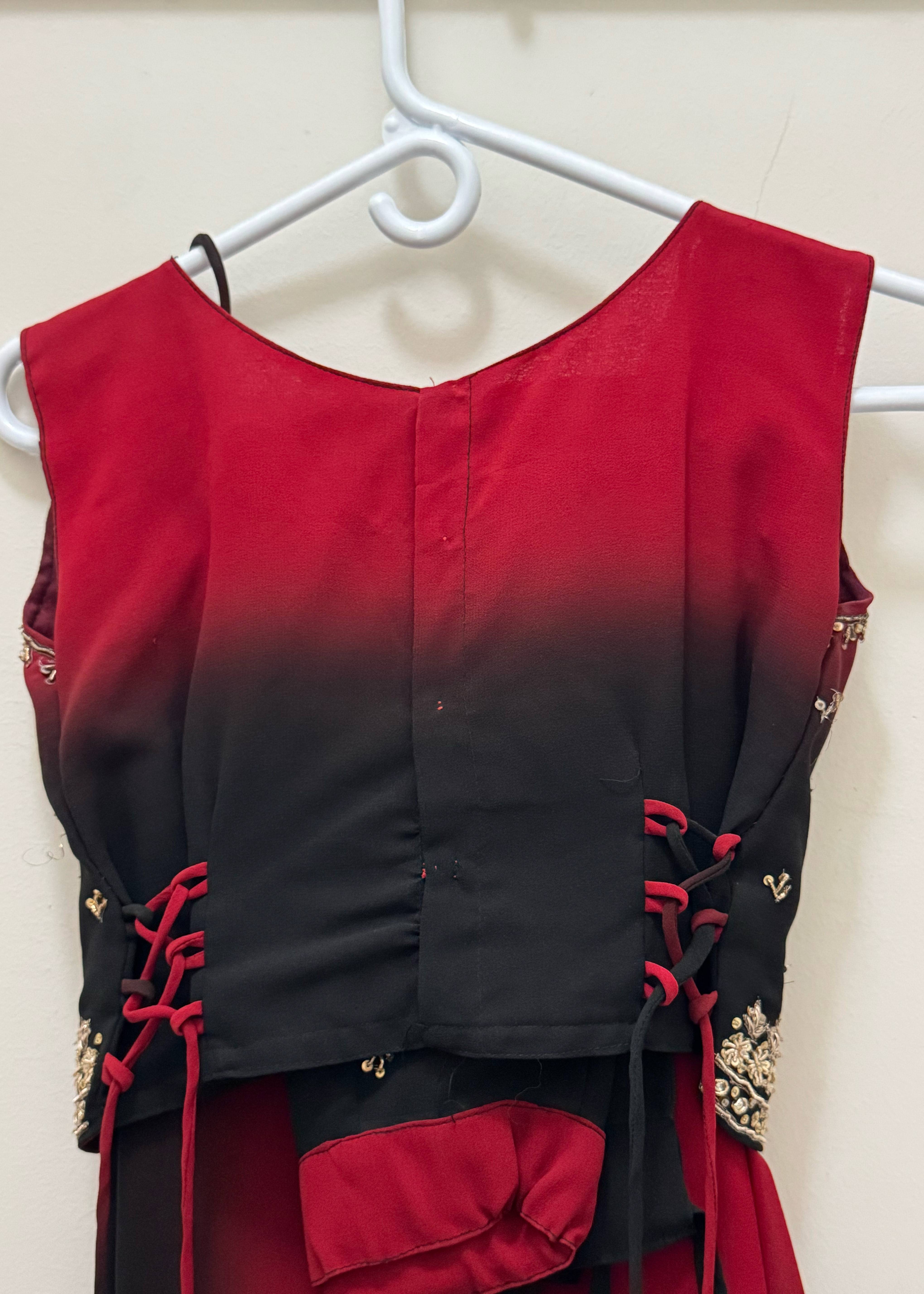 Black & Red Zari Lehenga Image - 3