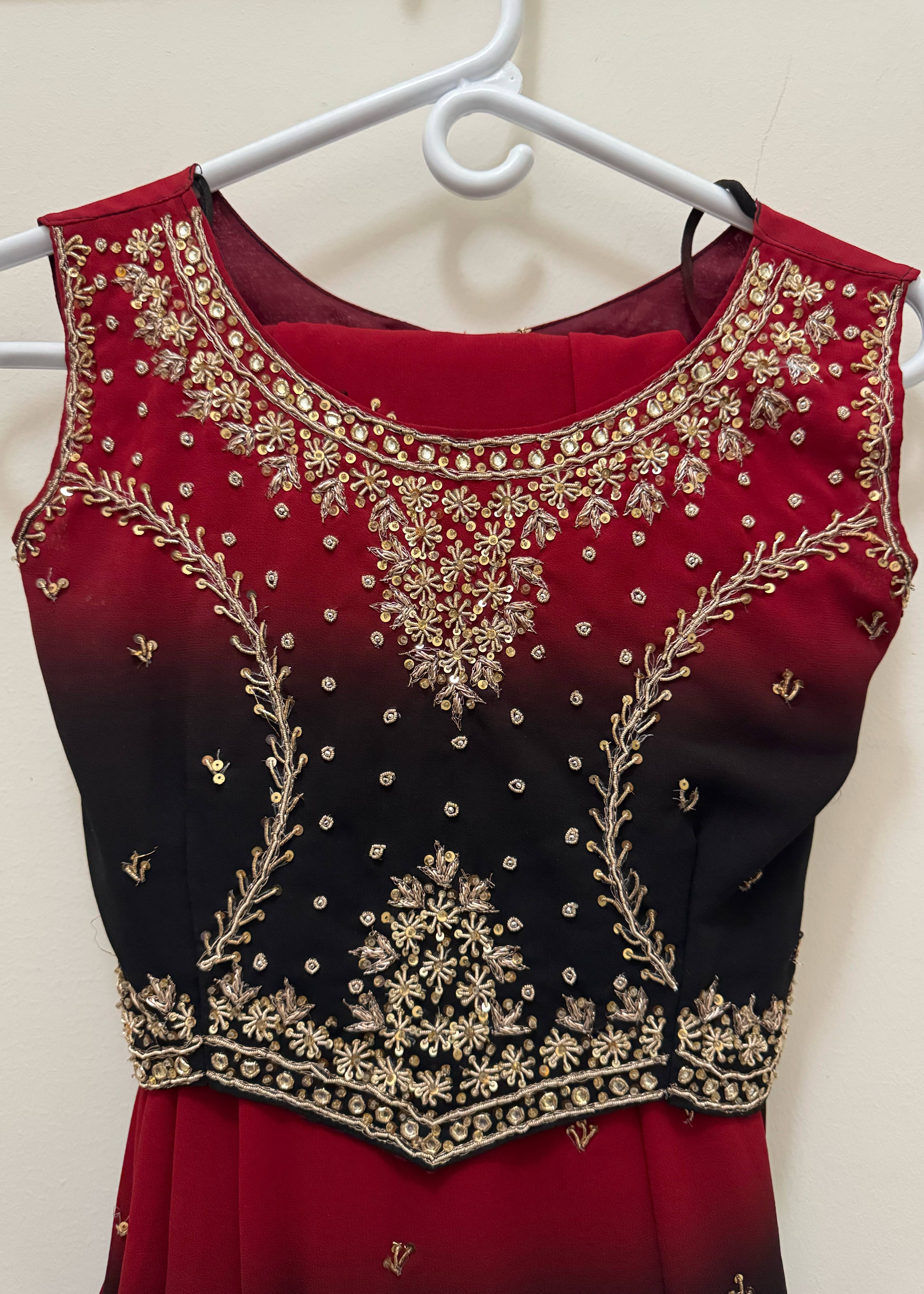 Black & Red Zari Lehenga Image - 2