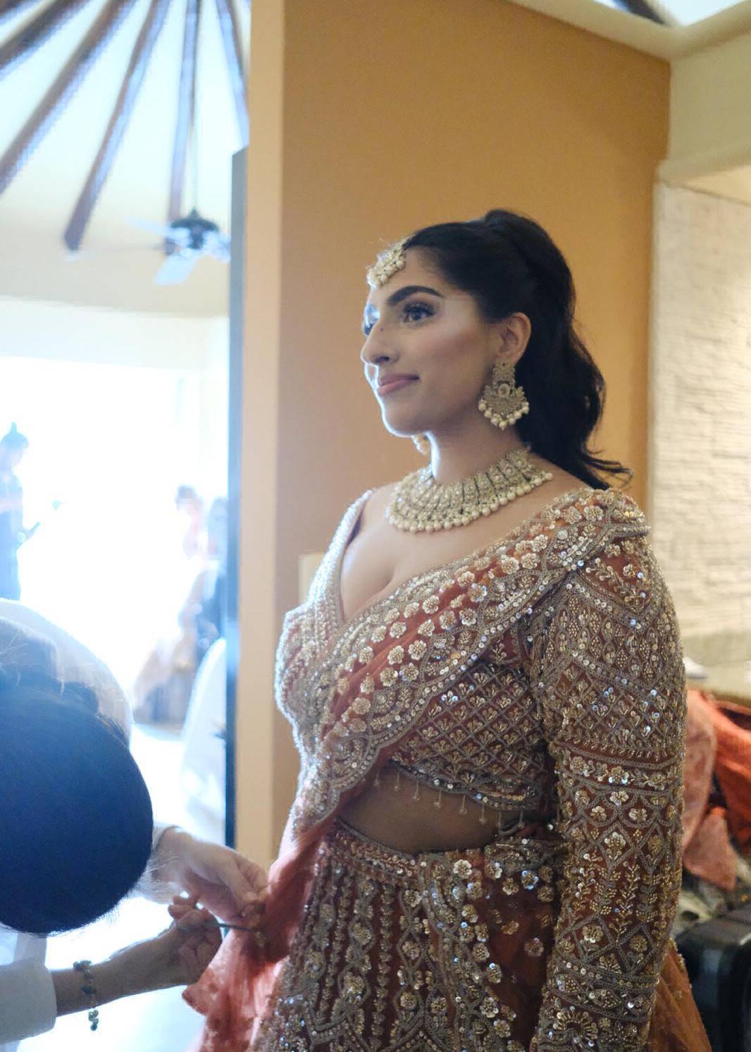 Burnt Orange Bridal Lehenga Image - 2