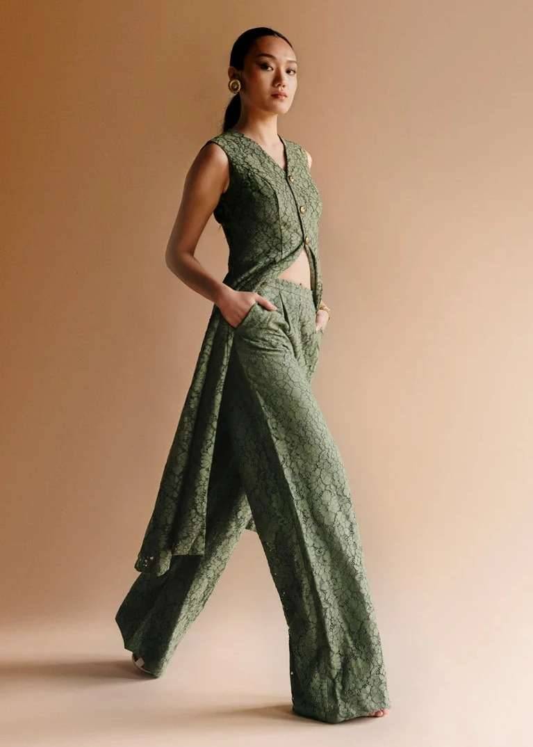 Sage Duster and Trouser Set Image - 2