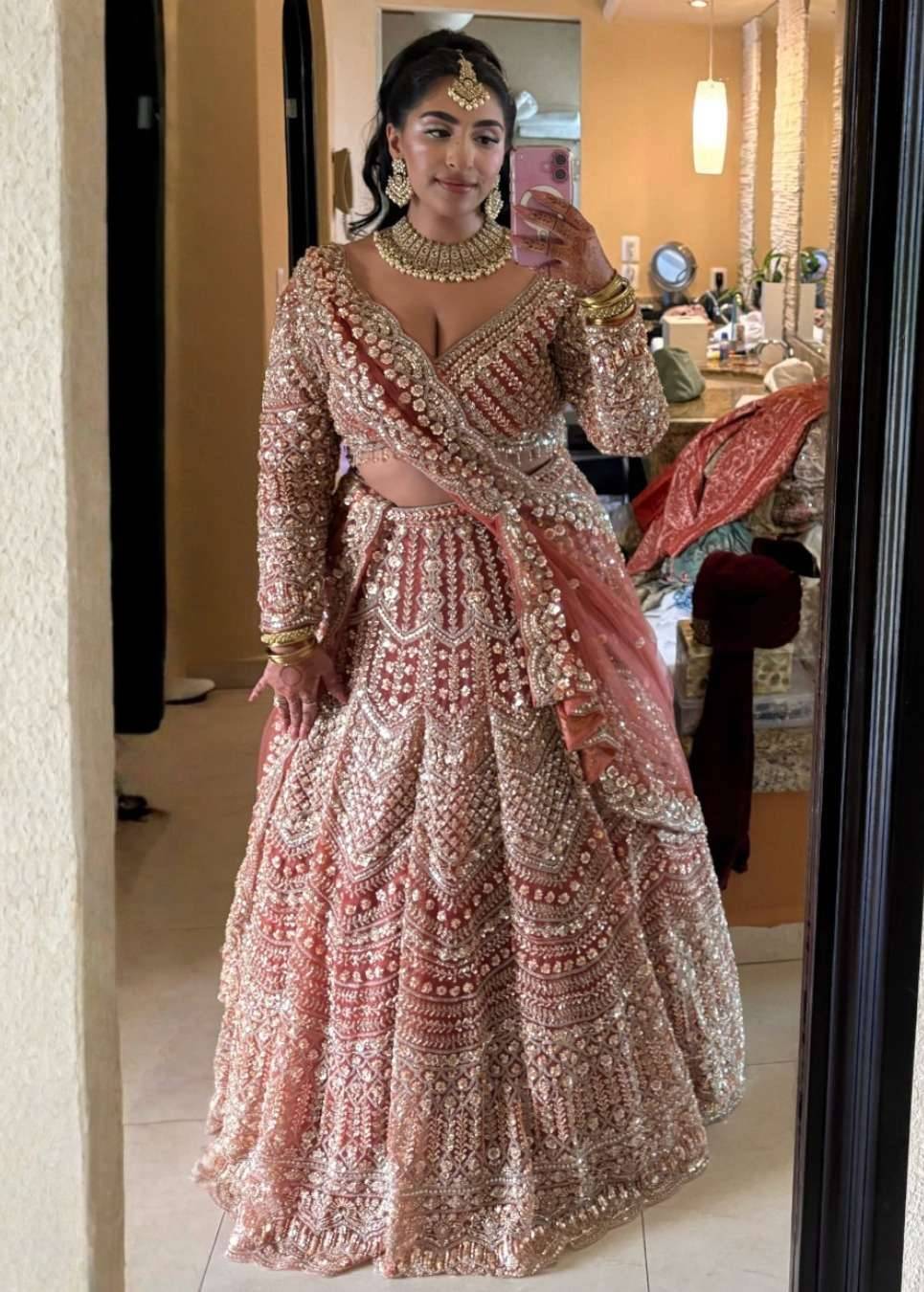Burnt Orange Bridal Lehenga Image - 0