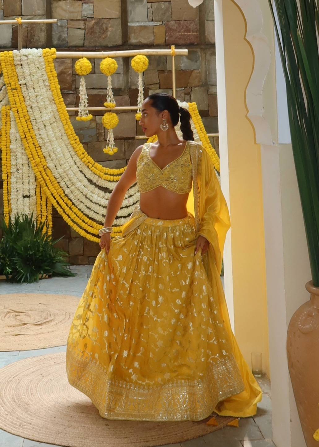 Haldi Guest Embroidered Lehenga Image - 0
