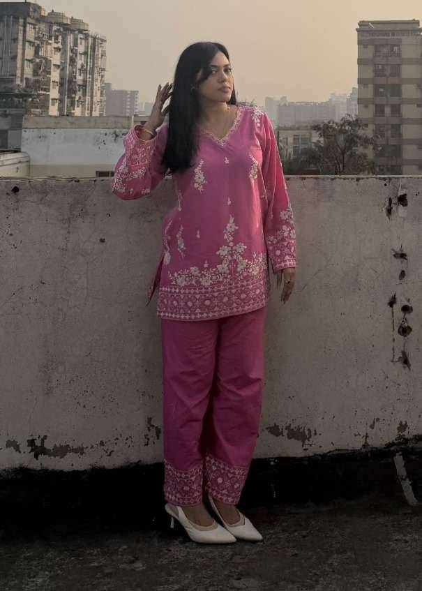 Pink Kurta Set Image - 0