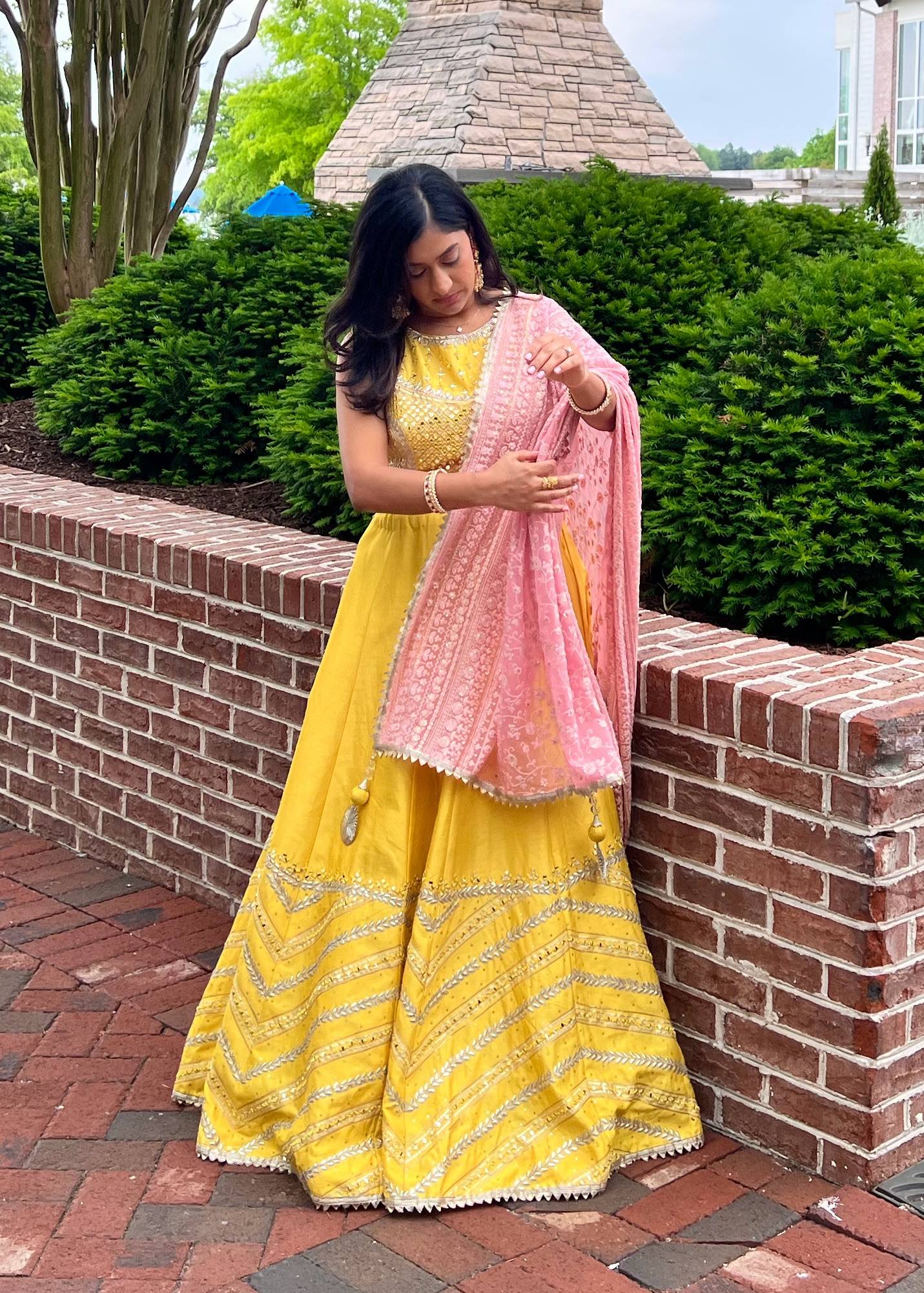 Yellow Mirrorwork Lehenga Image - 1