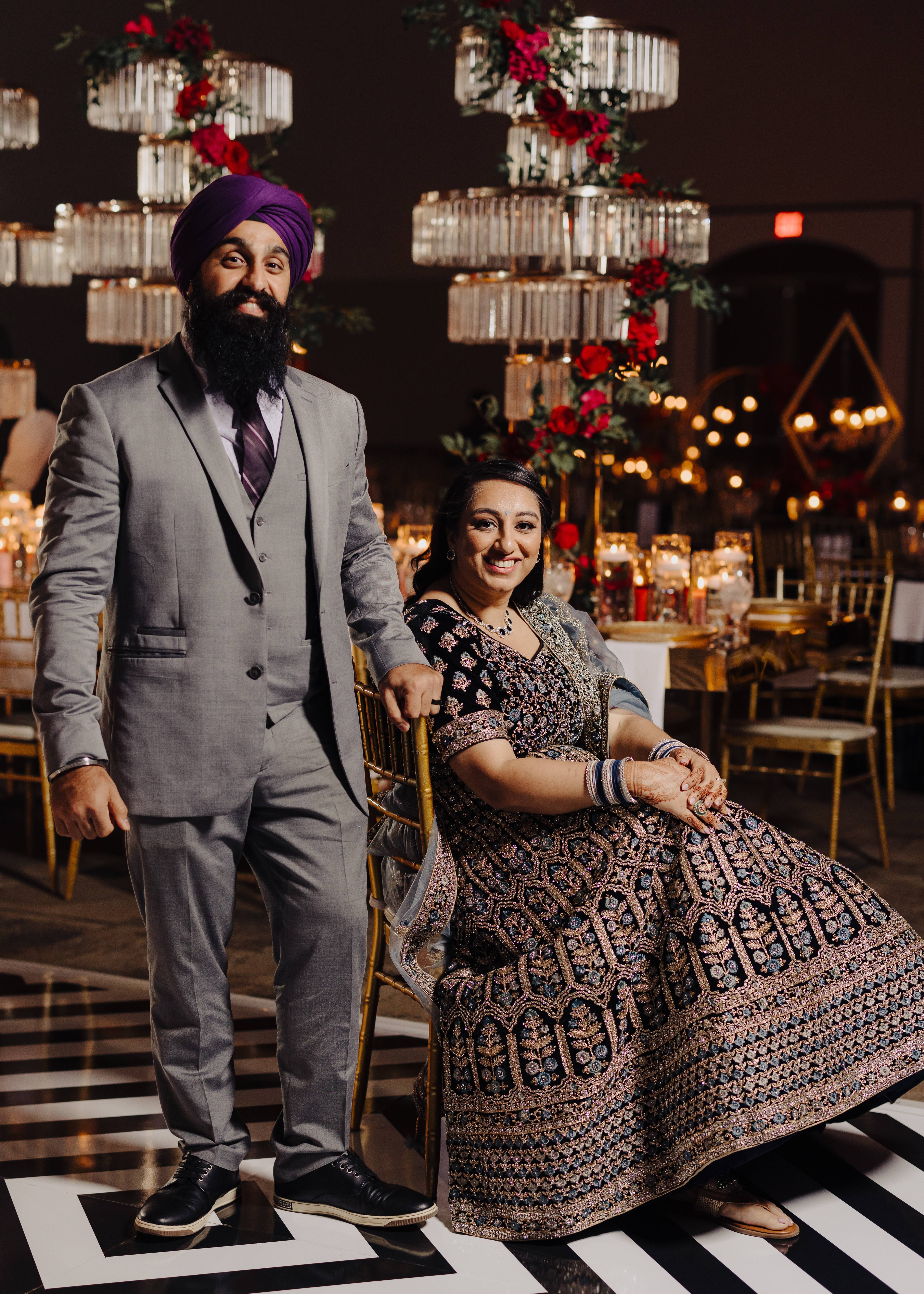 Navy and Baby Blue Bridal Lehenga Image - 2