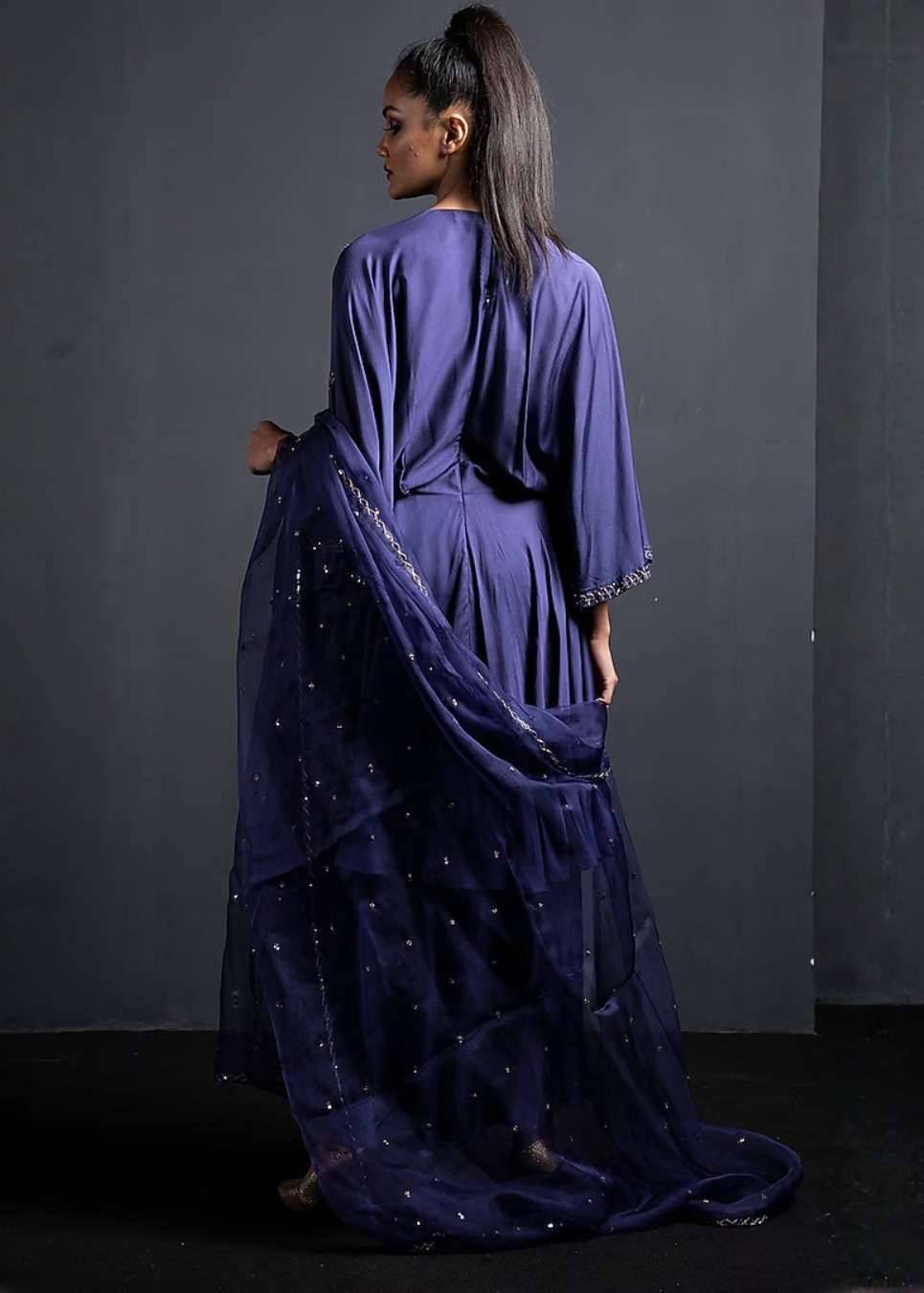 Royal Purple Anarkali Set Image - 1