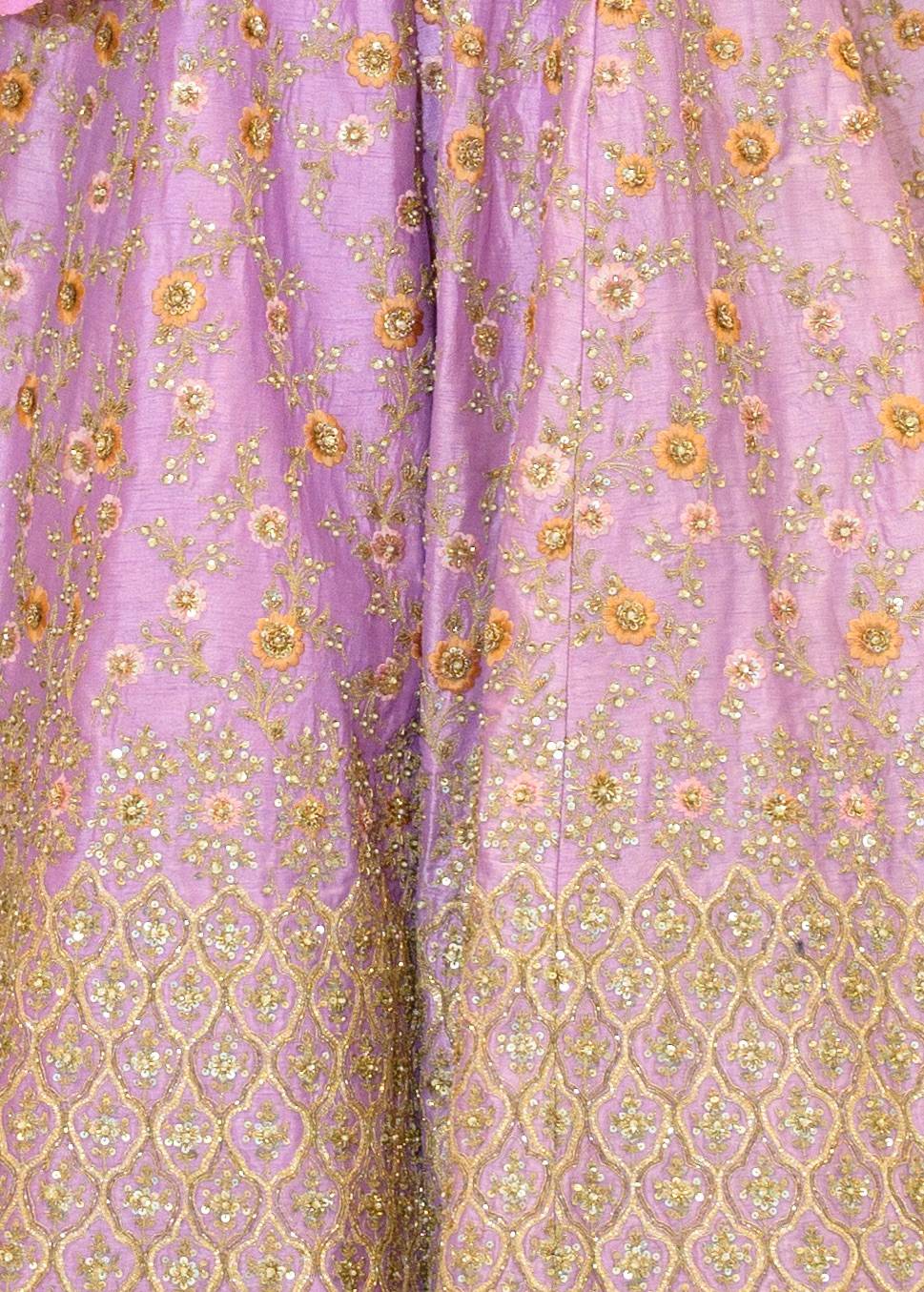 Lilac Embroidered Lehenga Image - 1