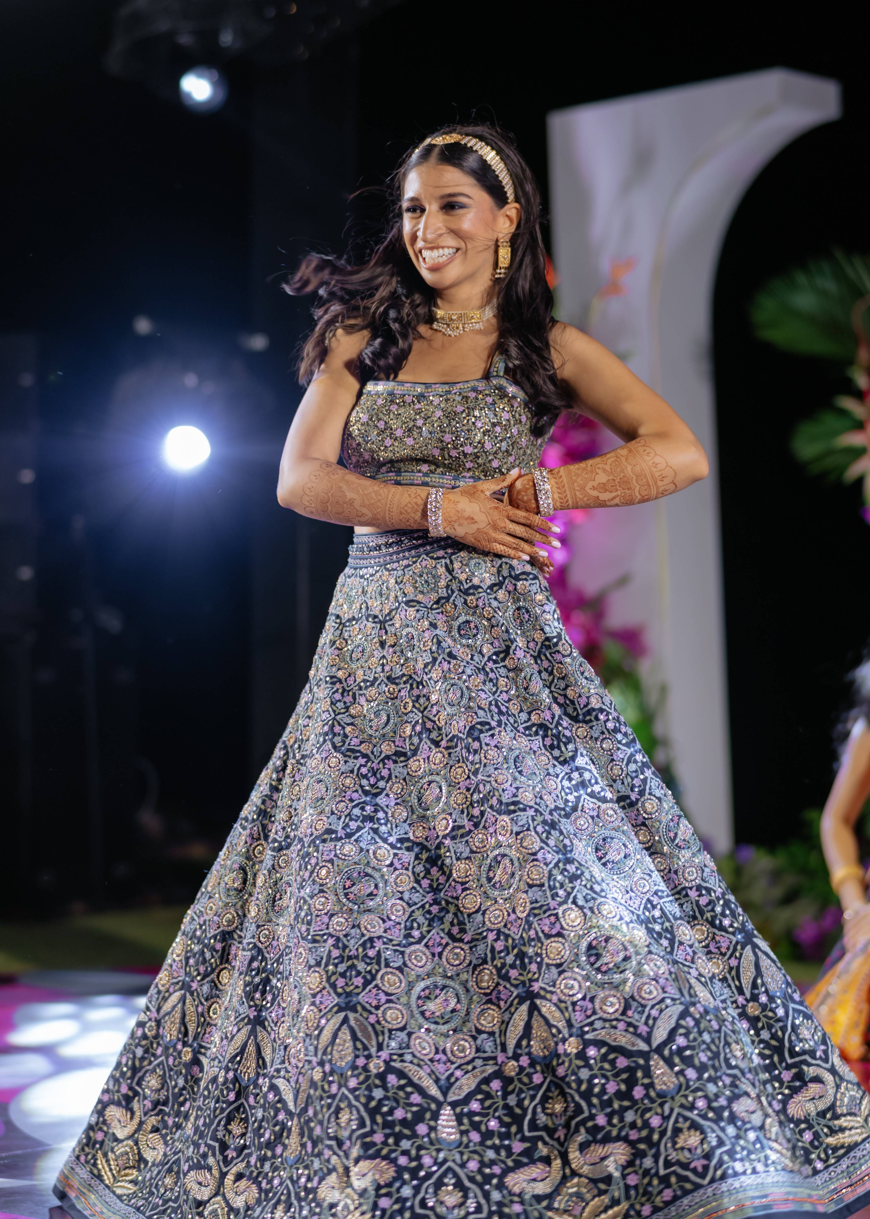 Forest Gleam Zardozi Silk Skirt Set Image - 3