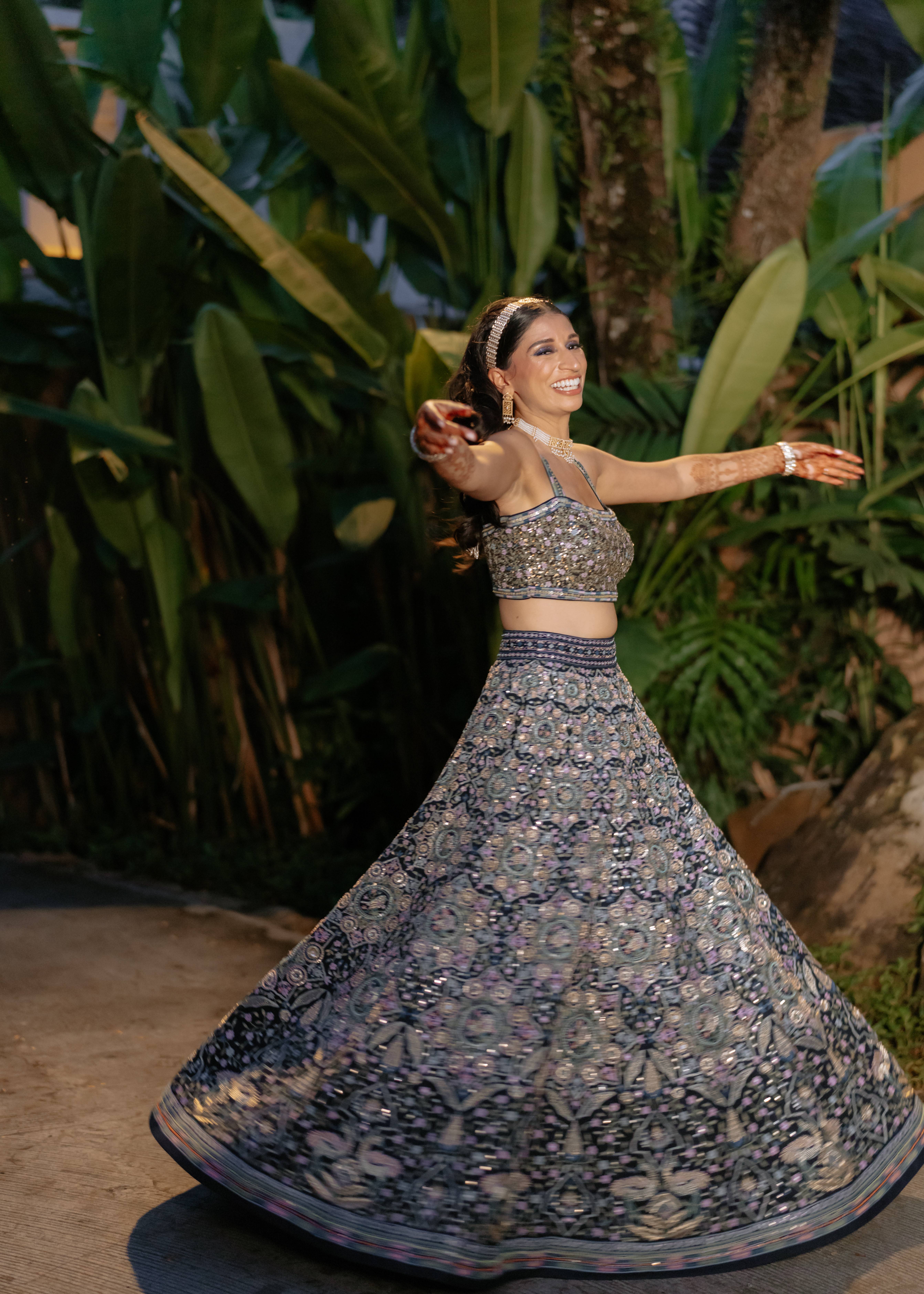 Forest Gleam Zardozi Silk Skirt Set Image - 1