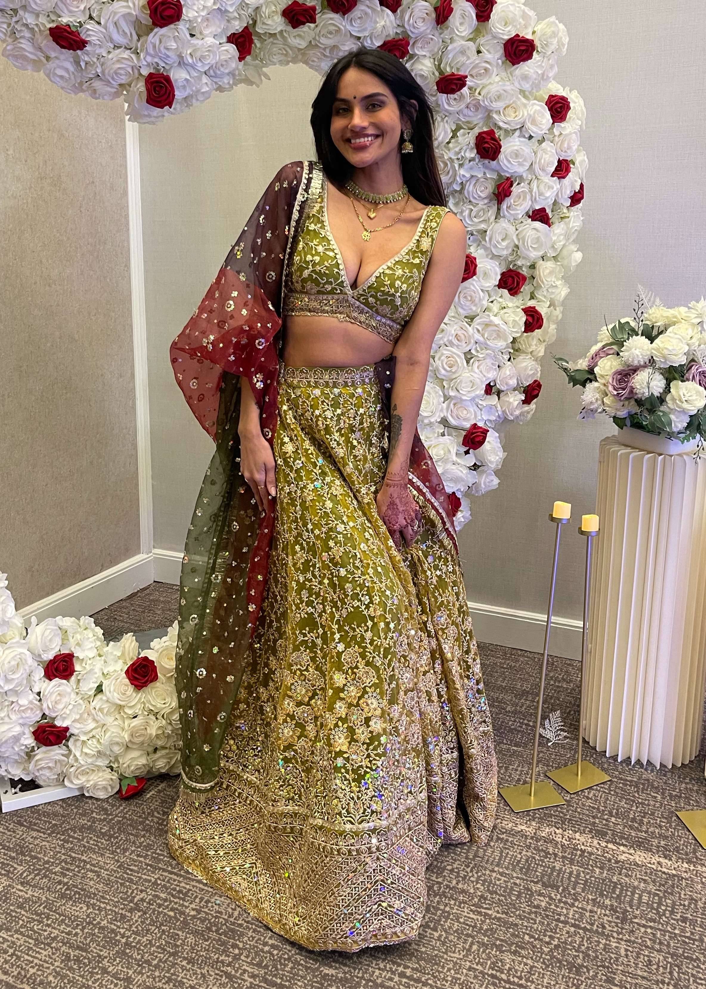 Olive Embellished Lehenga Image - 0