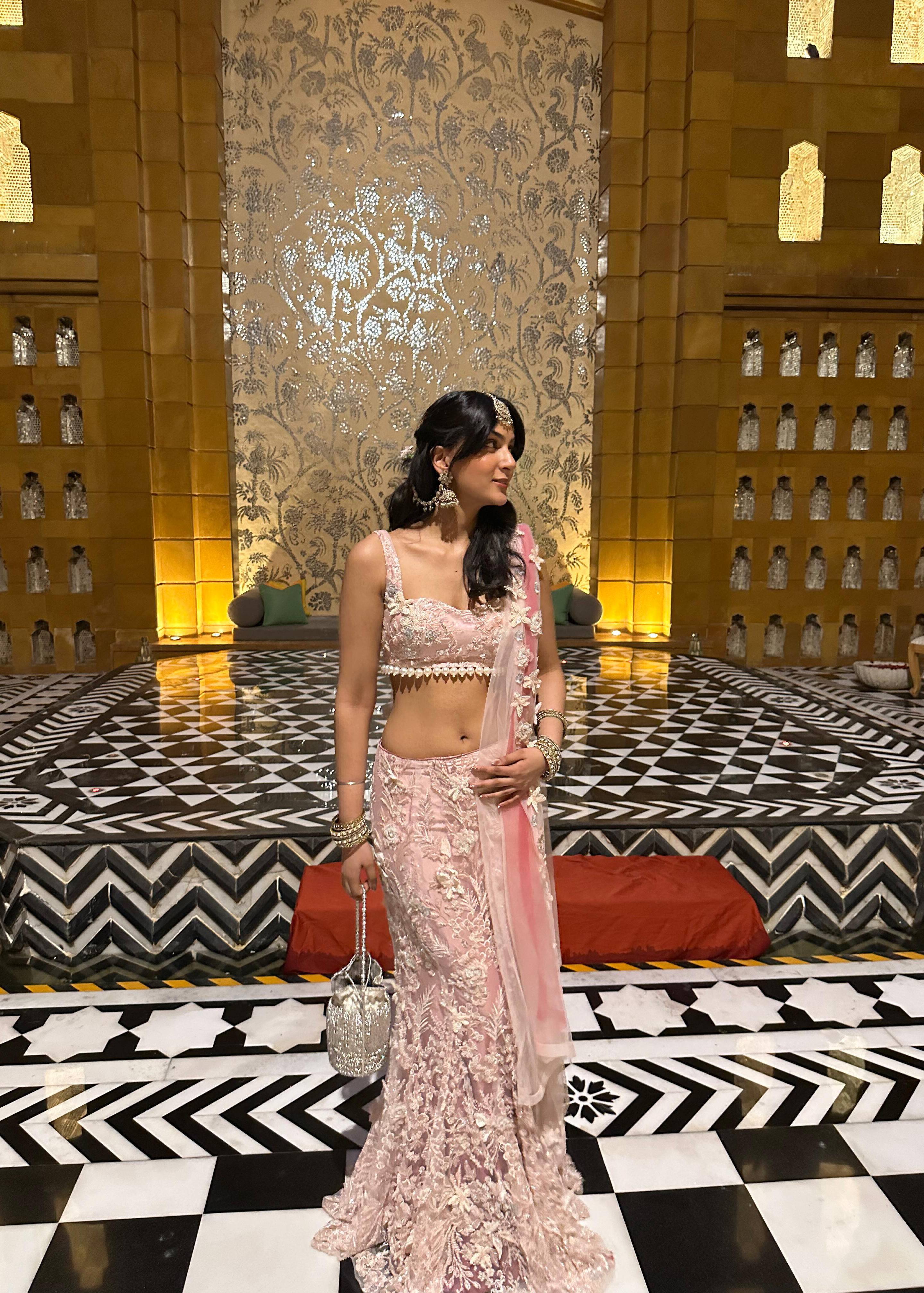 Custom Pastel Pink Mermaid Lehenga Image - 5