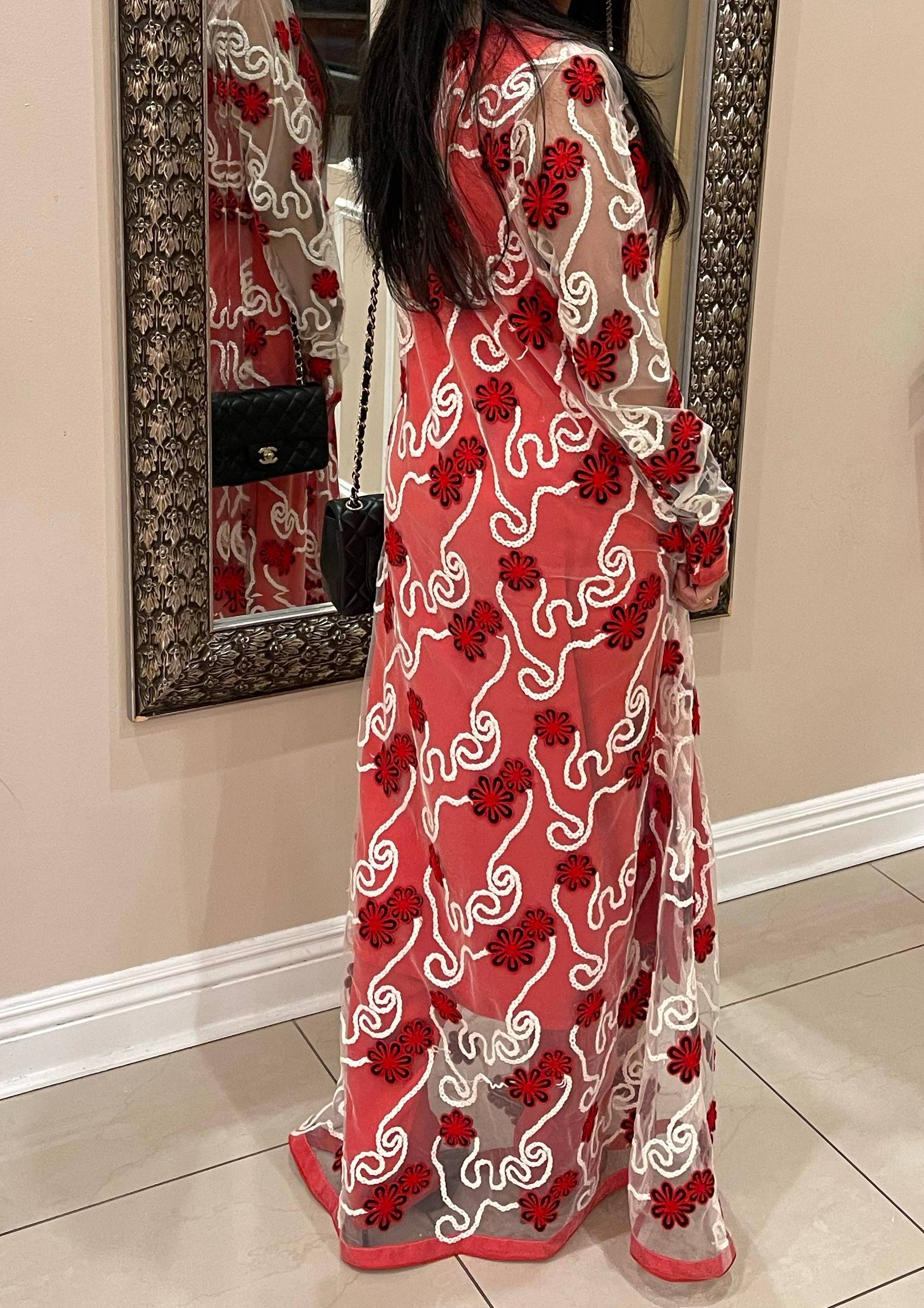 Red Long Kurta Set Image - 2