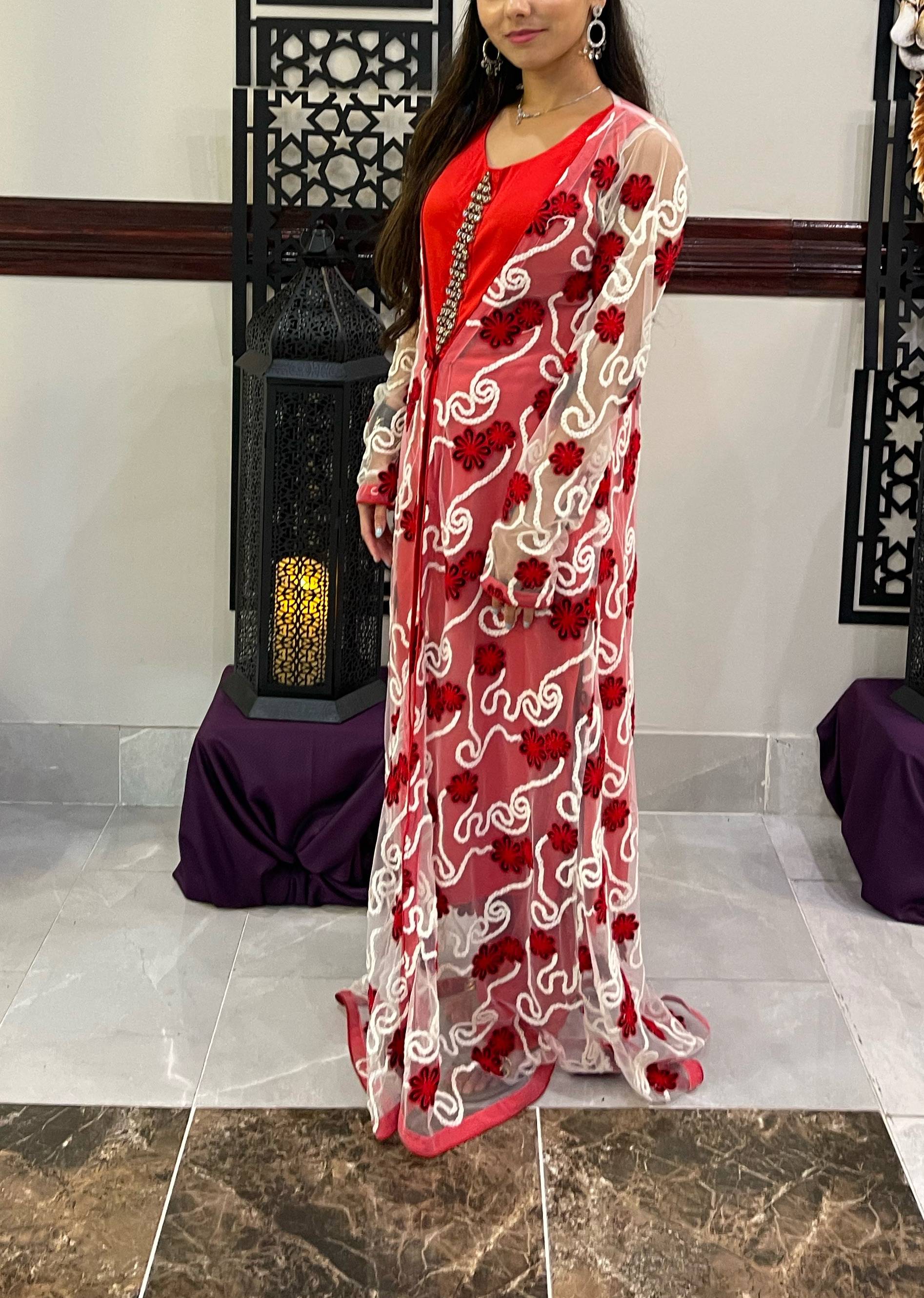 Red Long Kurta Set Image - 3
