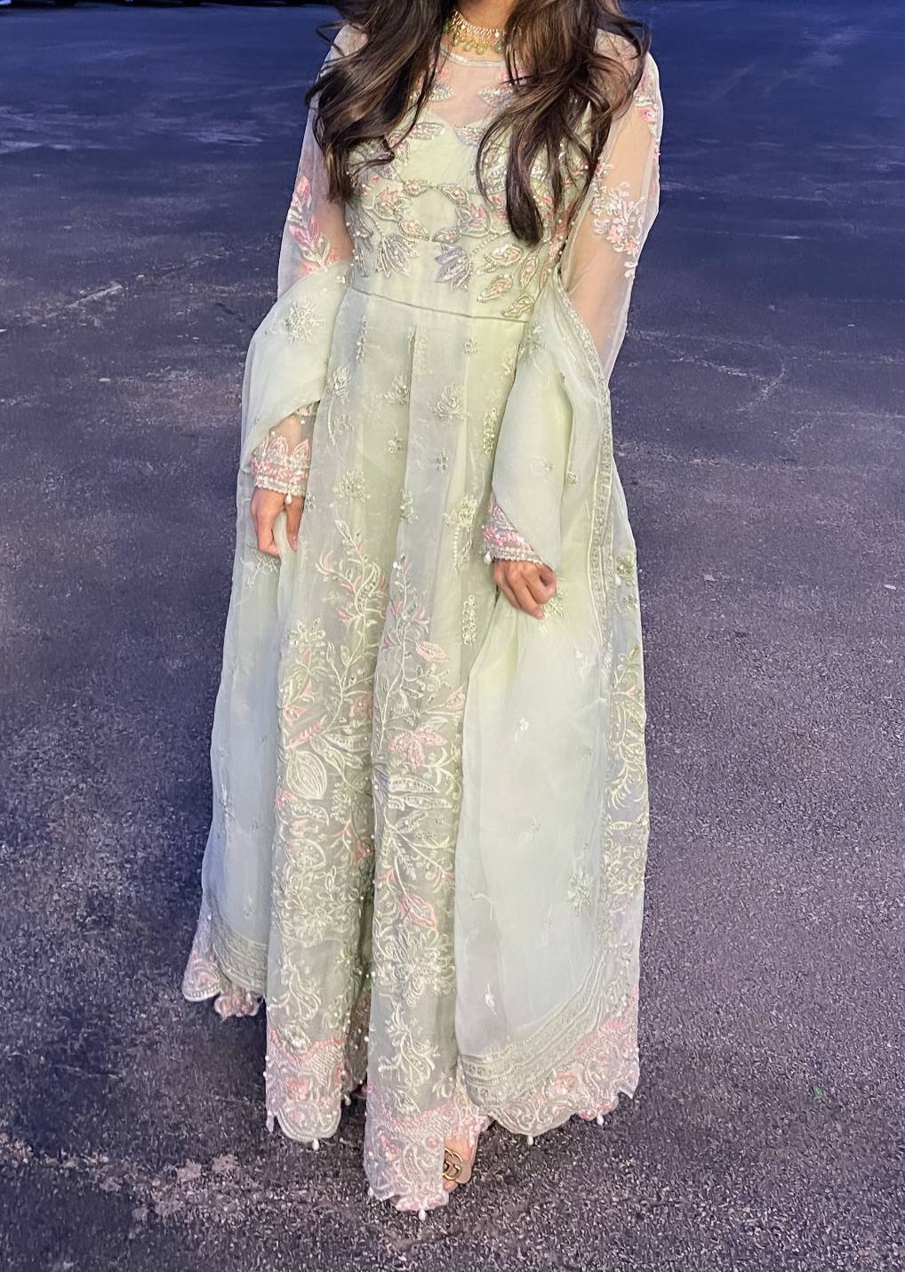 Light Green Anarkali Set Image - 1