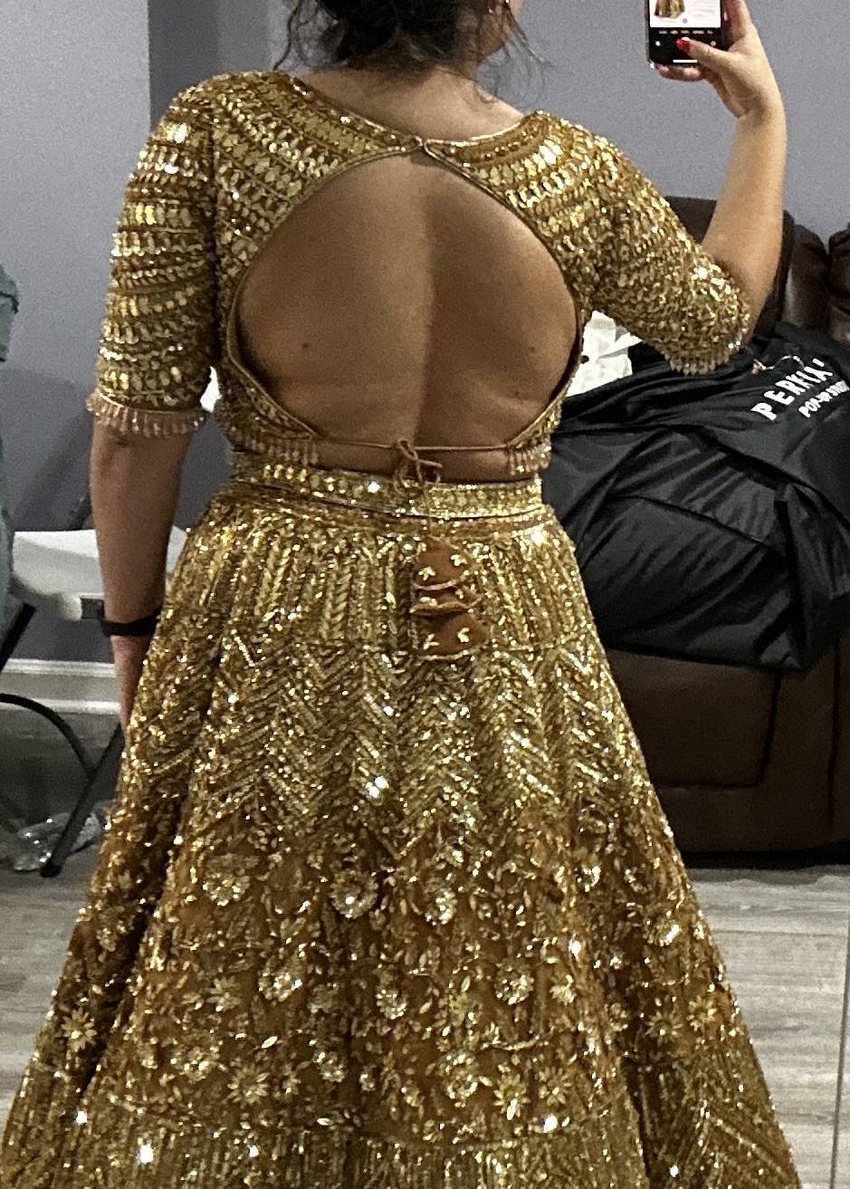 Gold Silk Beaded Lehenga Set Image - 1