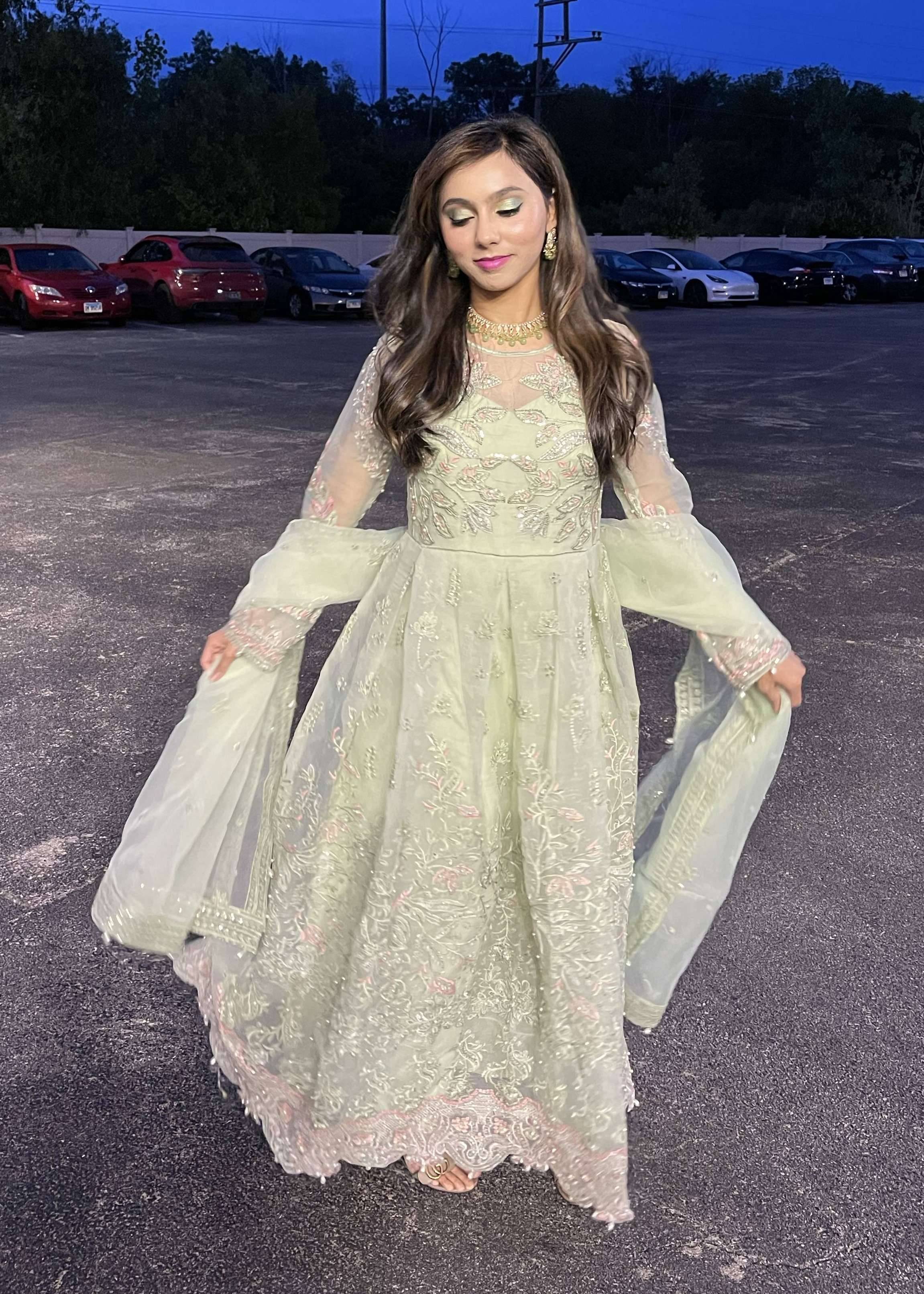Light Green Anarkali Set Image - 0