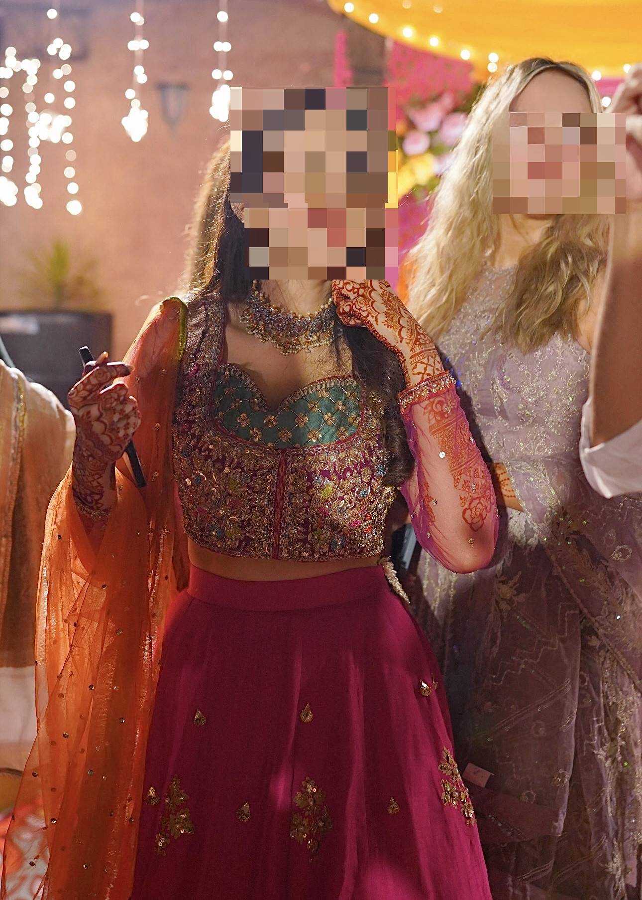 Pink and Orange Lehenga Set Image - 2