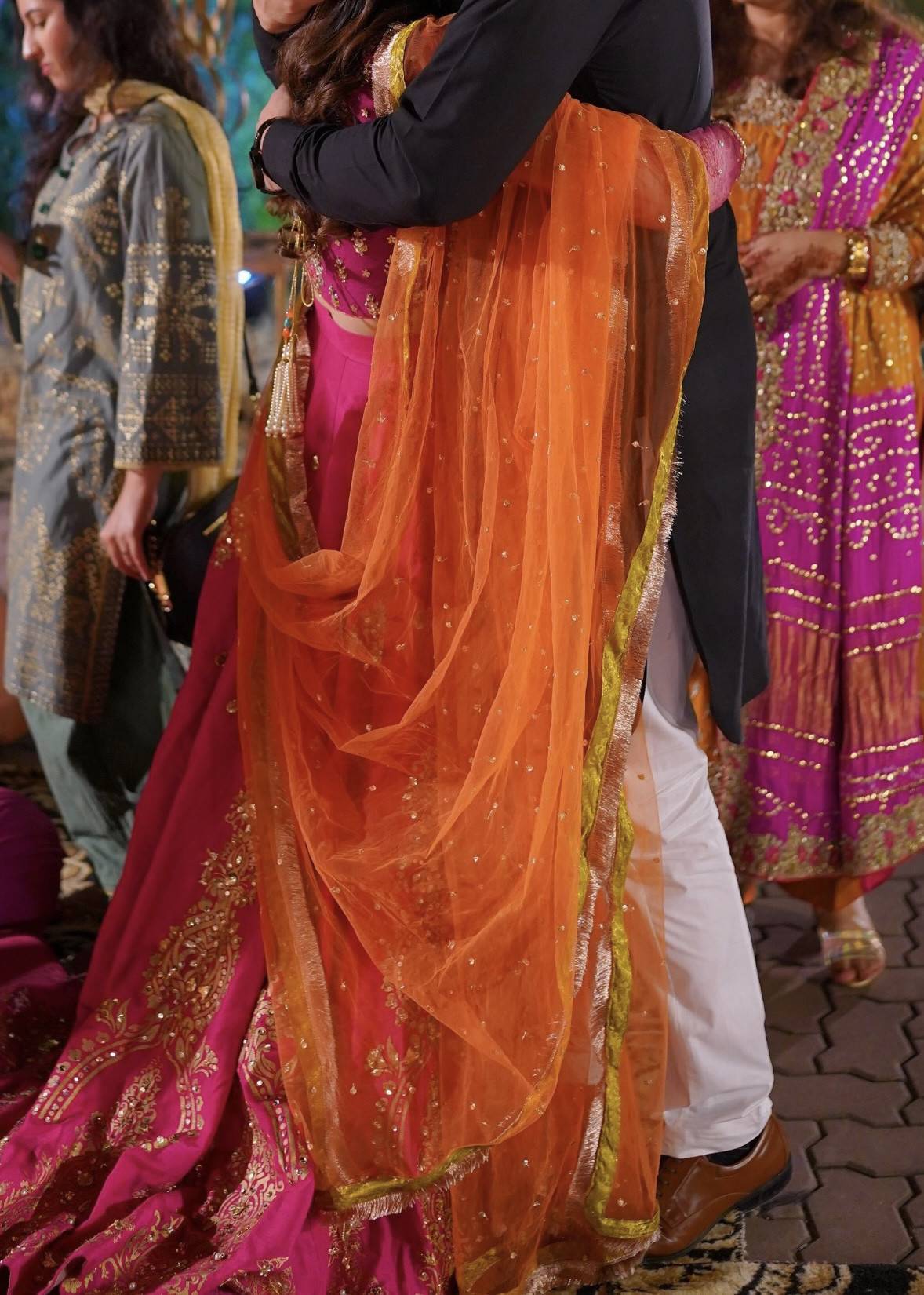 Pink and Orange Lehenga Set Image - 3
