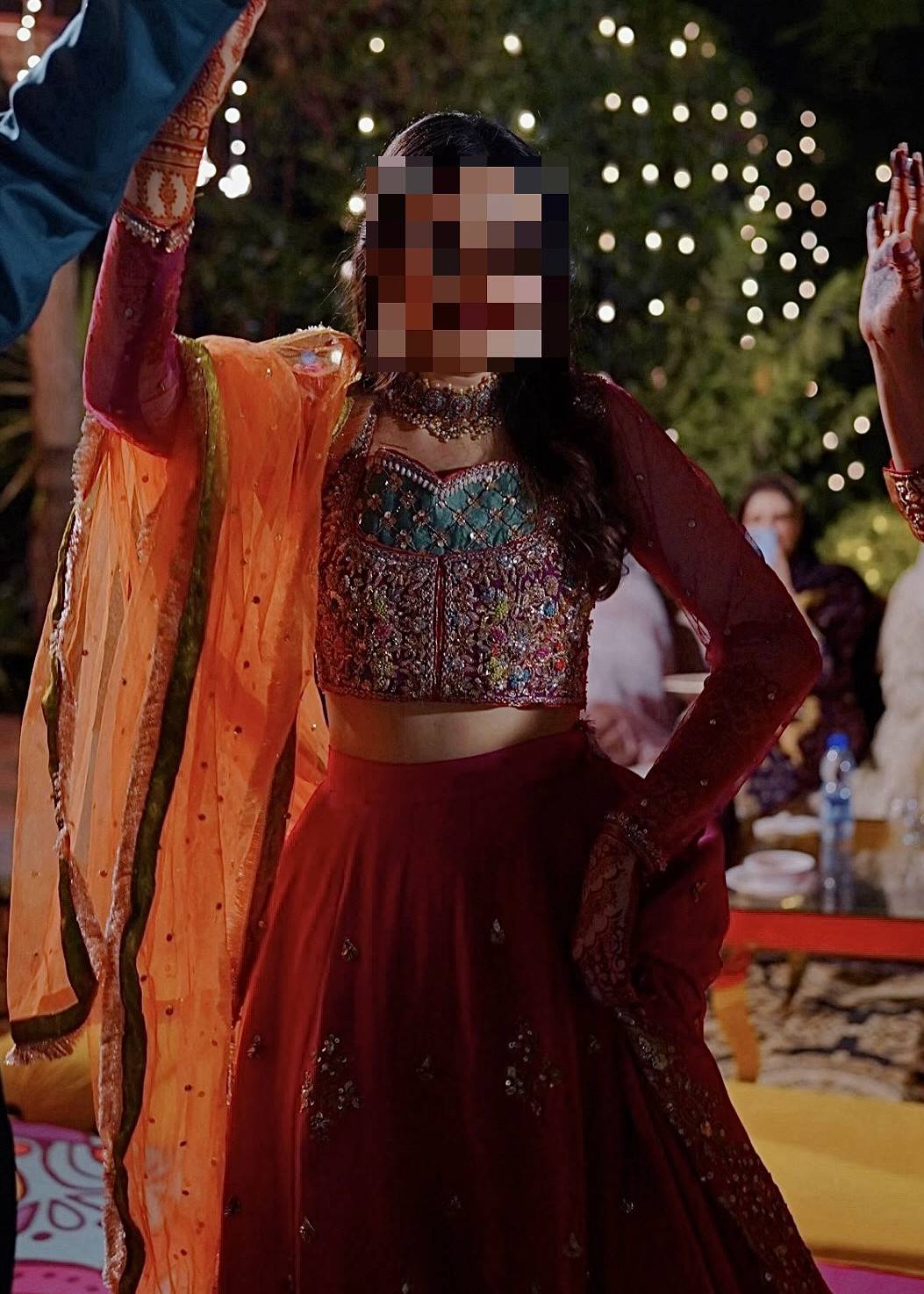 Pink and Orange Lehenga Set Image - 1