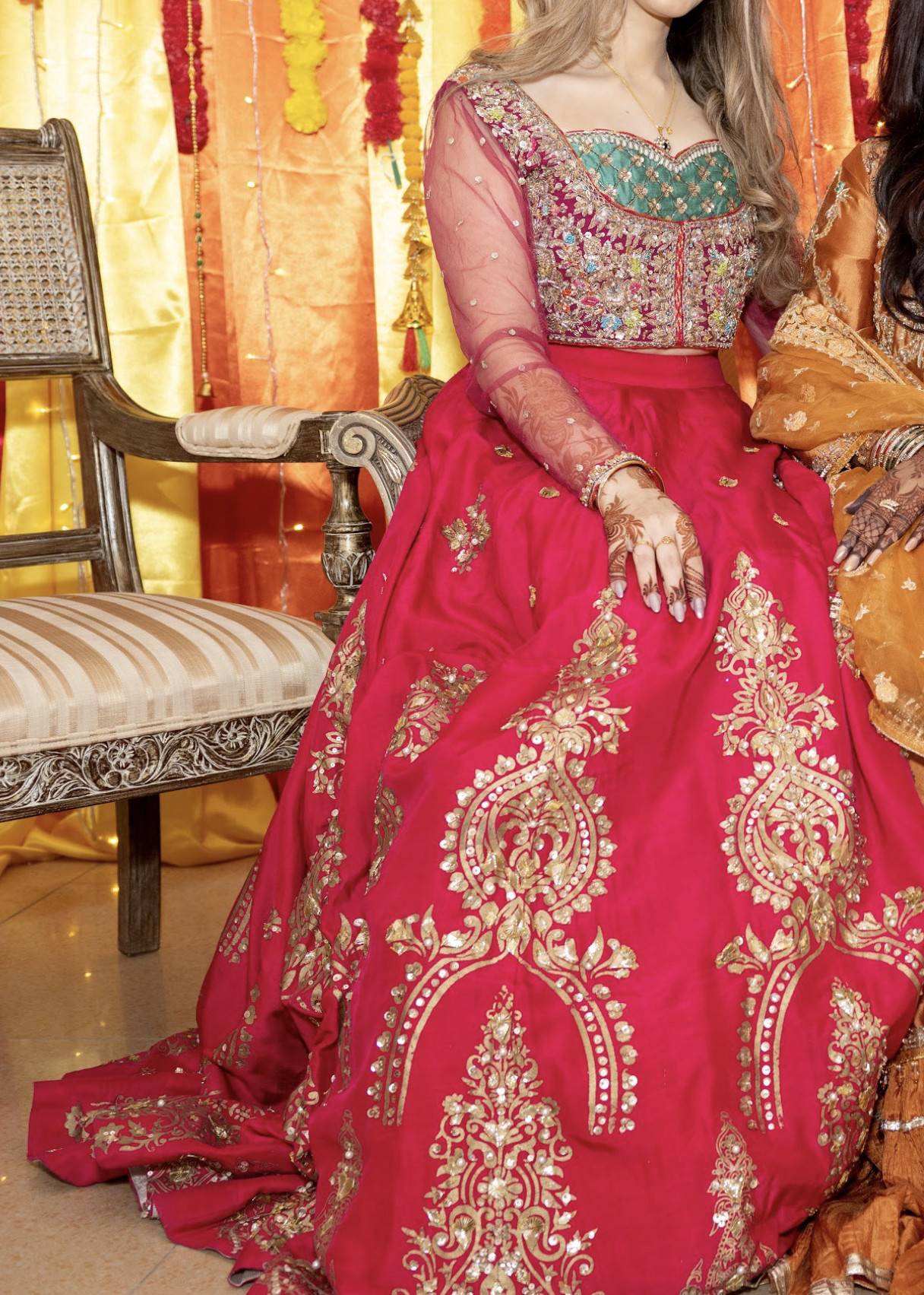 Pink and Orange Lehenga Set Image - 0