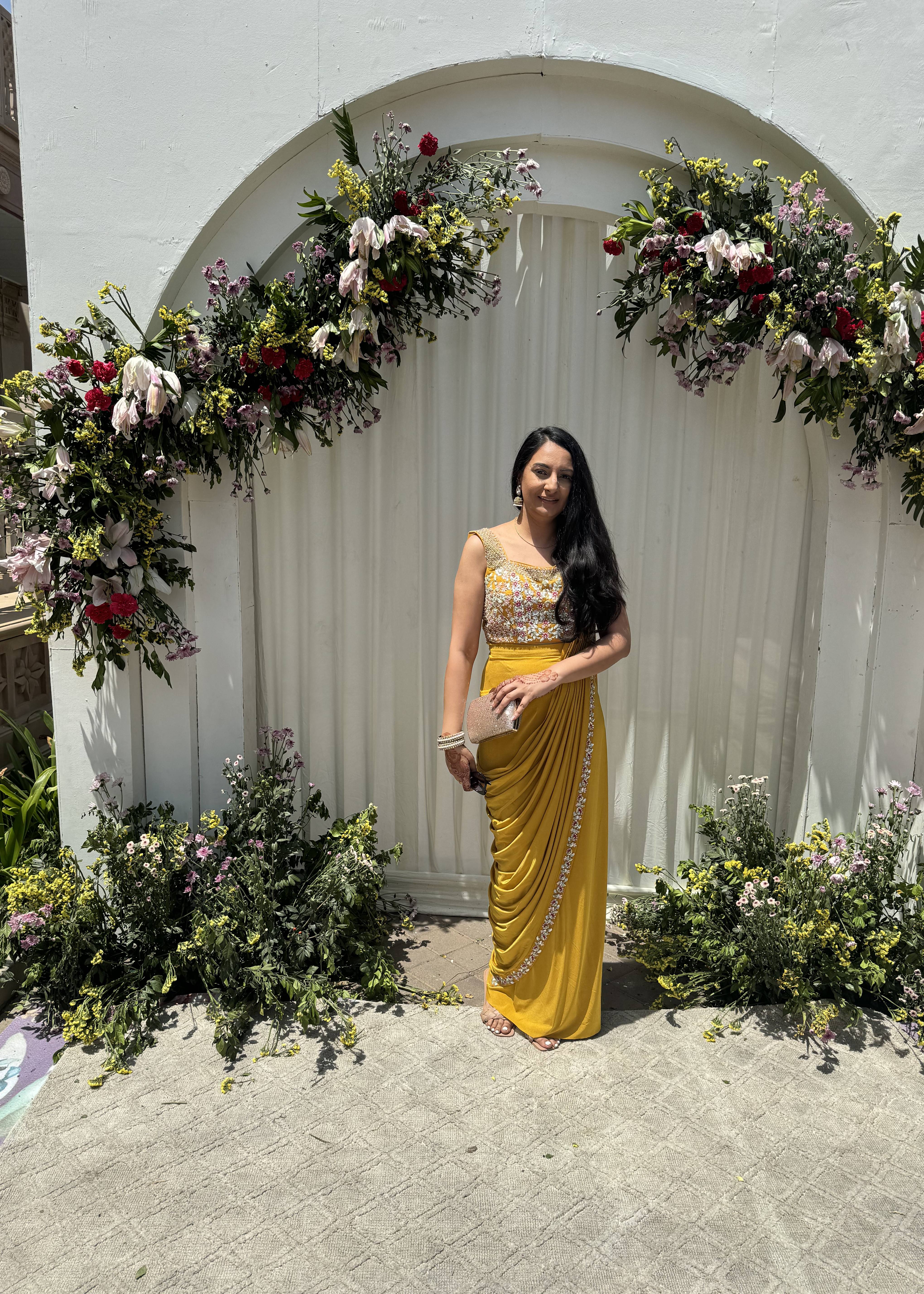 Marigold Pre-Draped Sari Image - 4