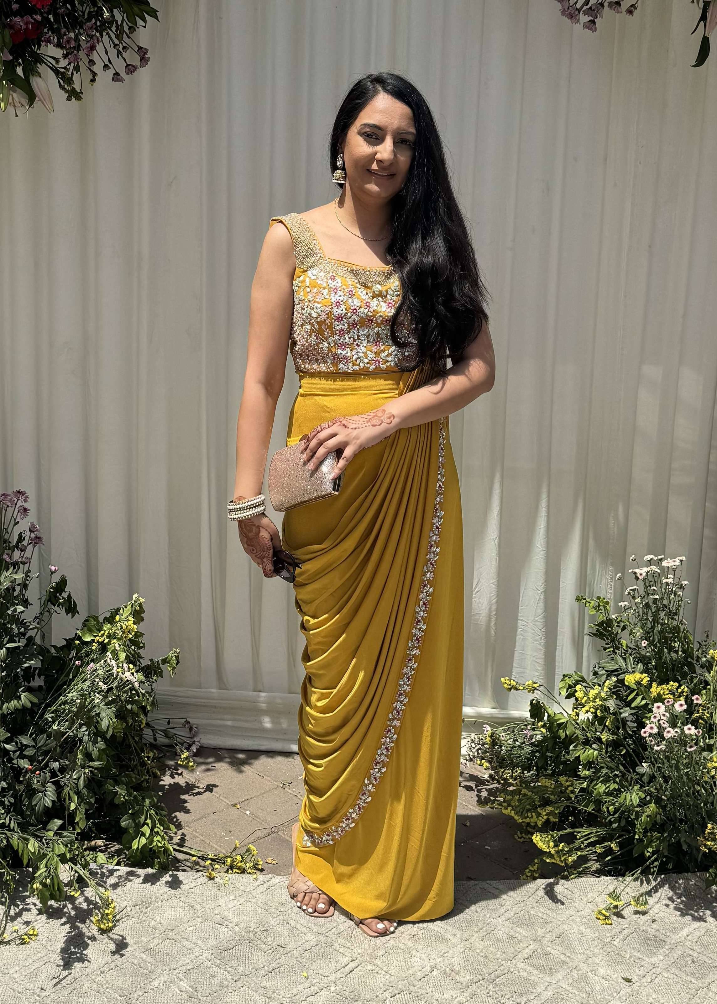 Marigold Pre-Draped Sari Image - 0
