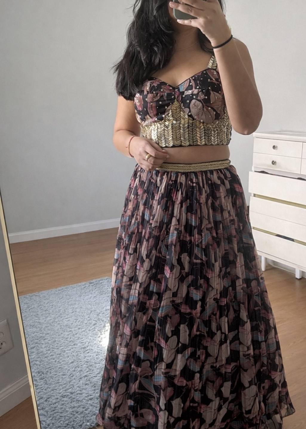 Blue Floral Print Lehenga Image - 1