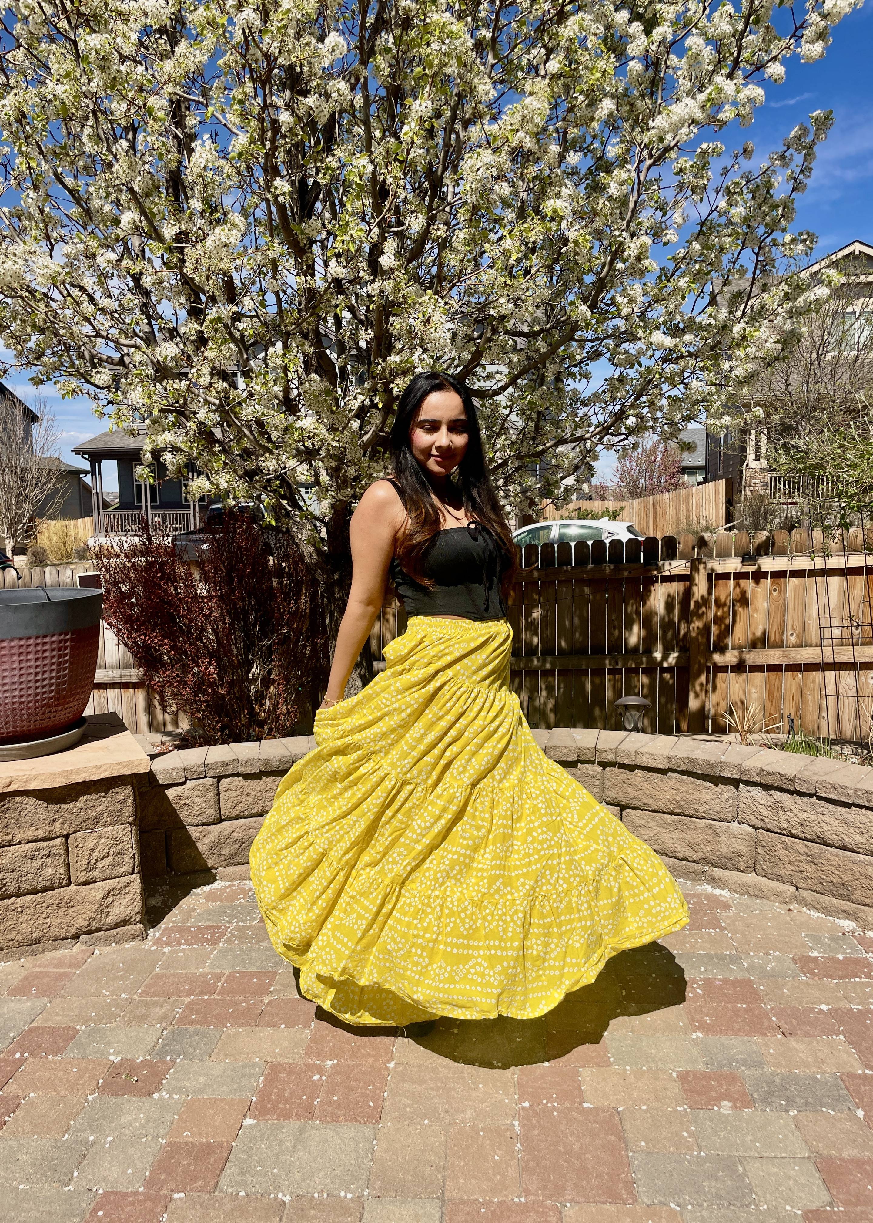 Yellow Bandhani Skirt Image - 3