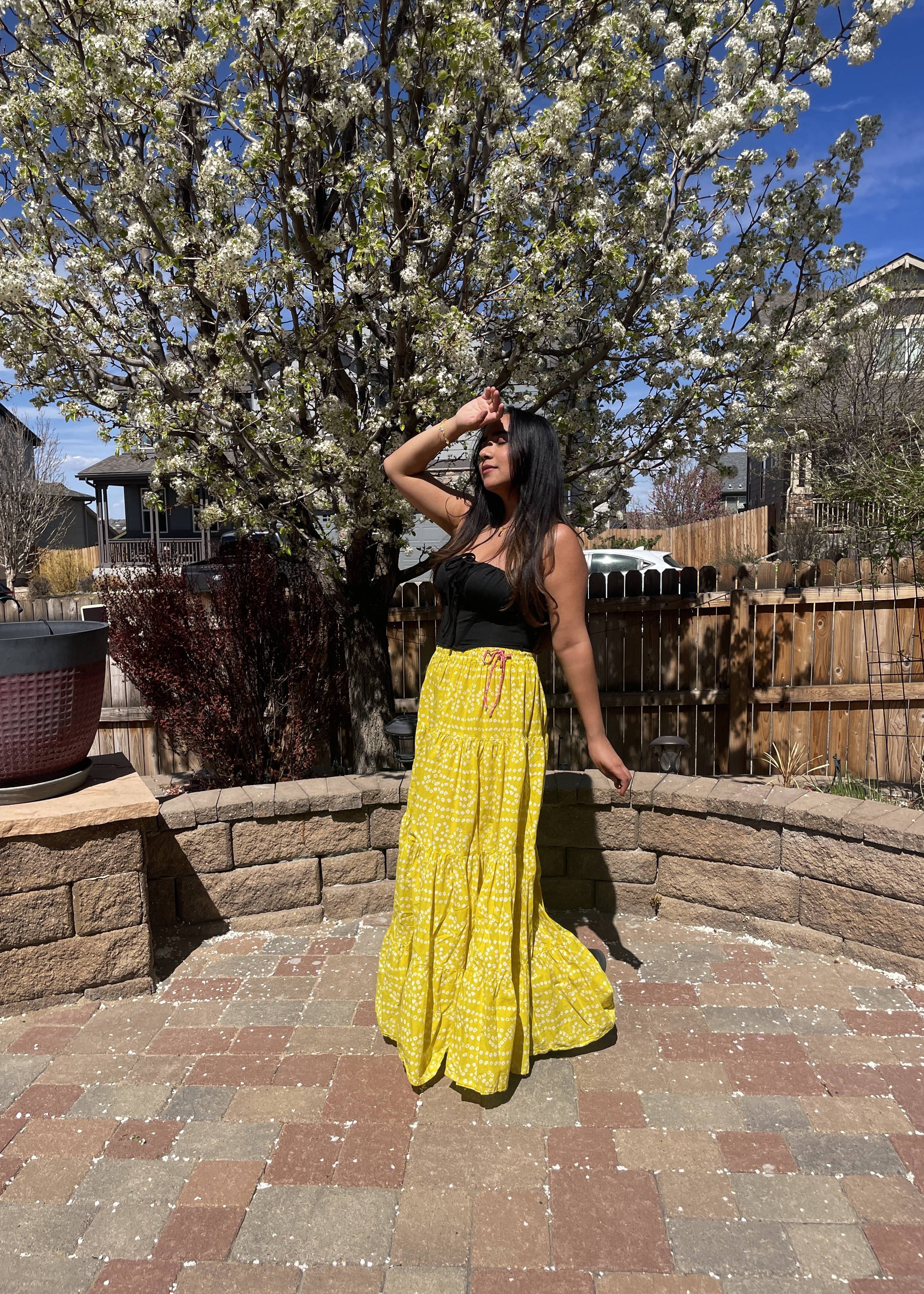 Yellow Bandhani Skirt Image - 2