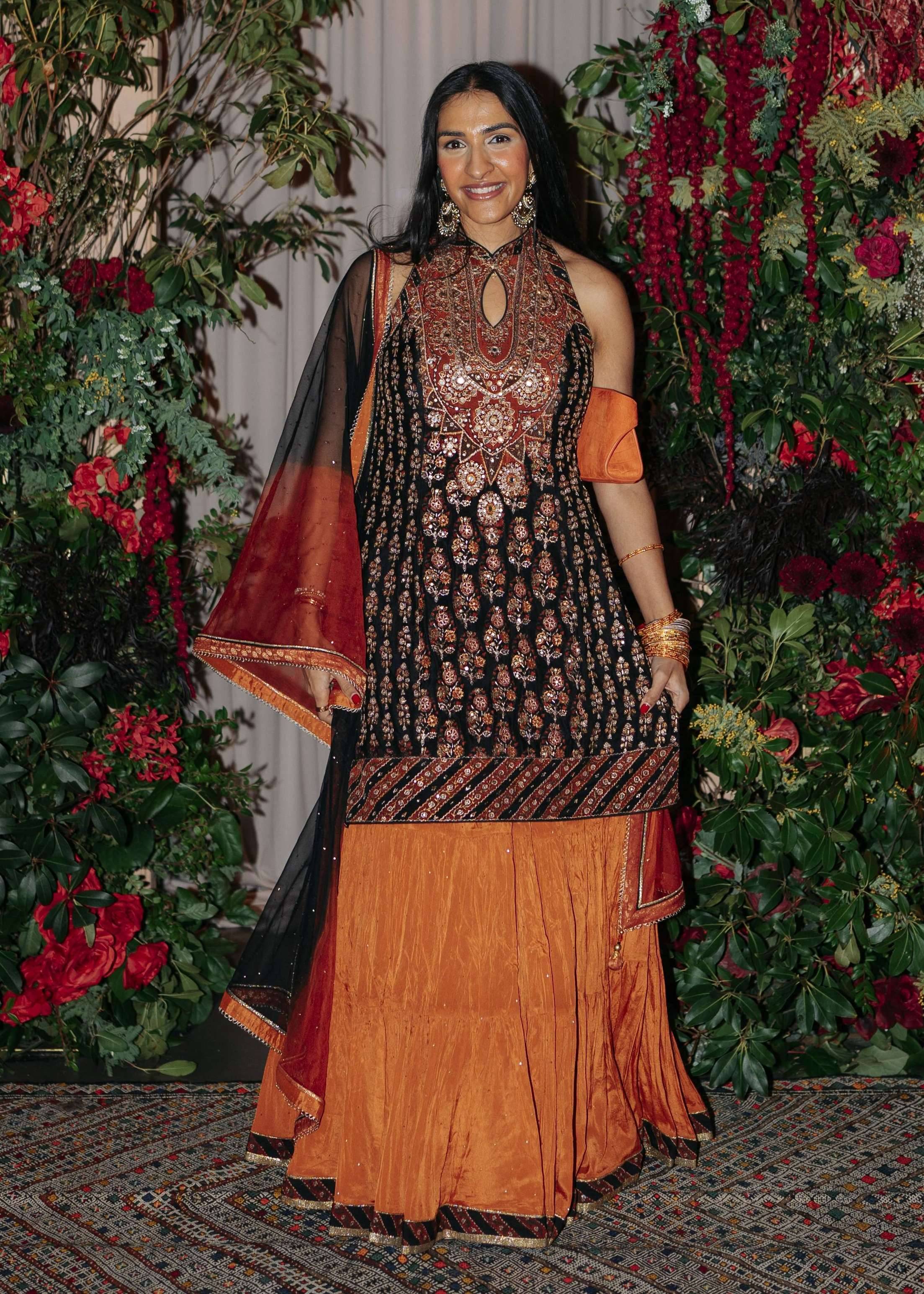 Black Embroidered Kurta Lehenga Set Image - 1