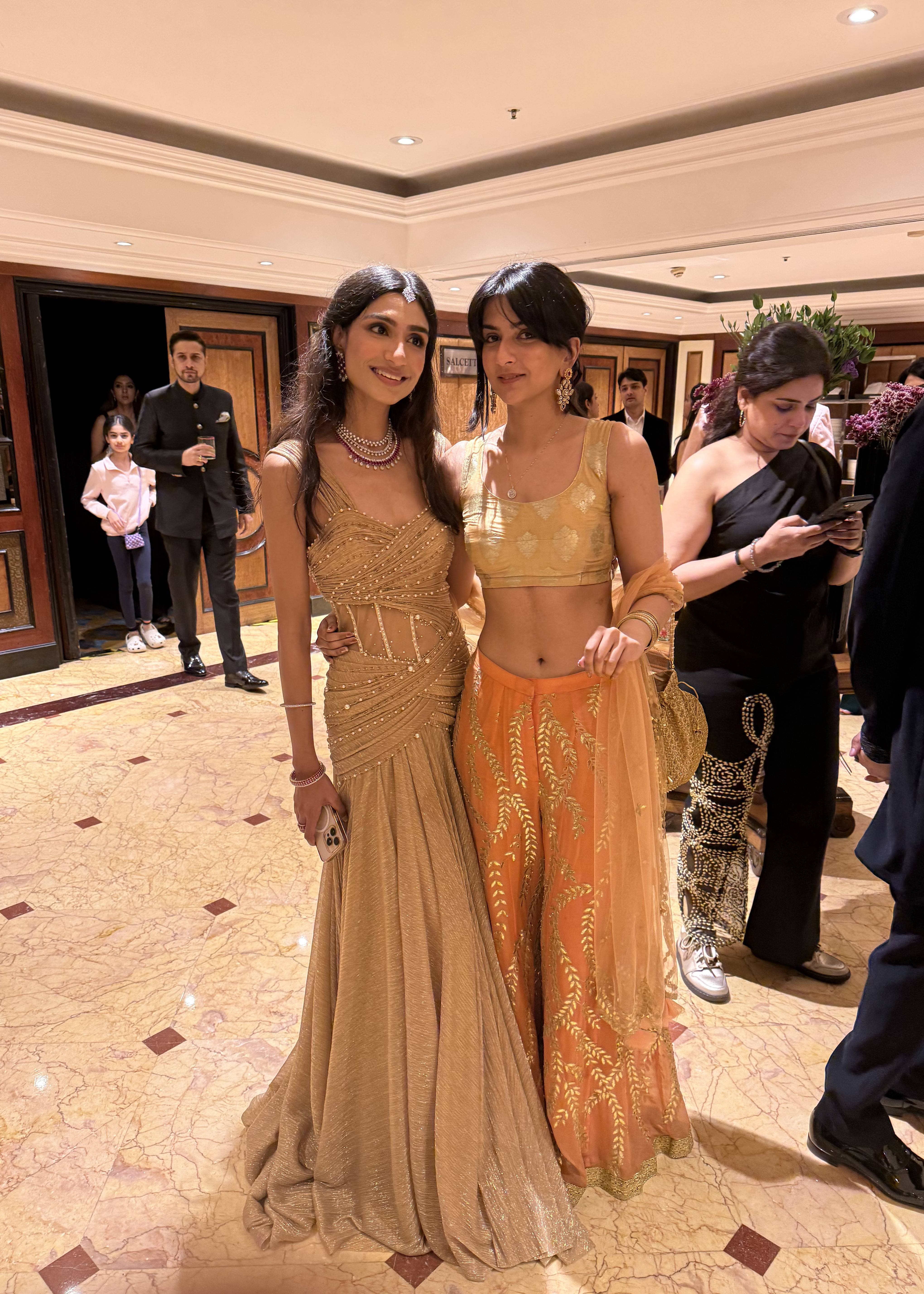 Gold and Orange Sharara Set Image - 1